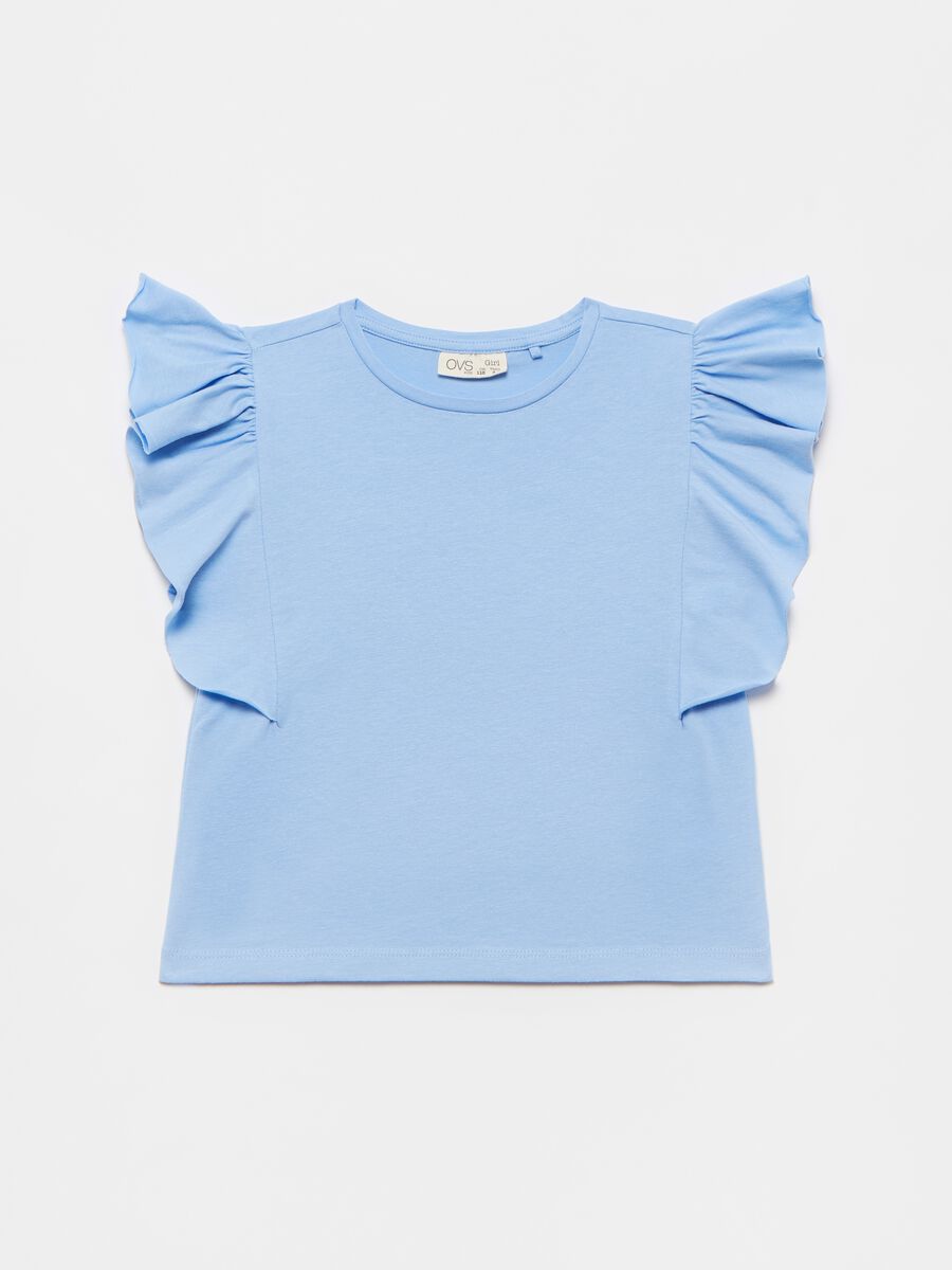 T-shirt with flounced sleeves_0