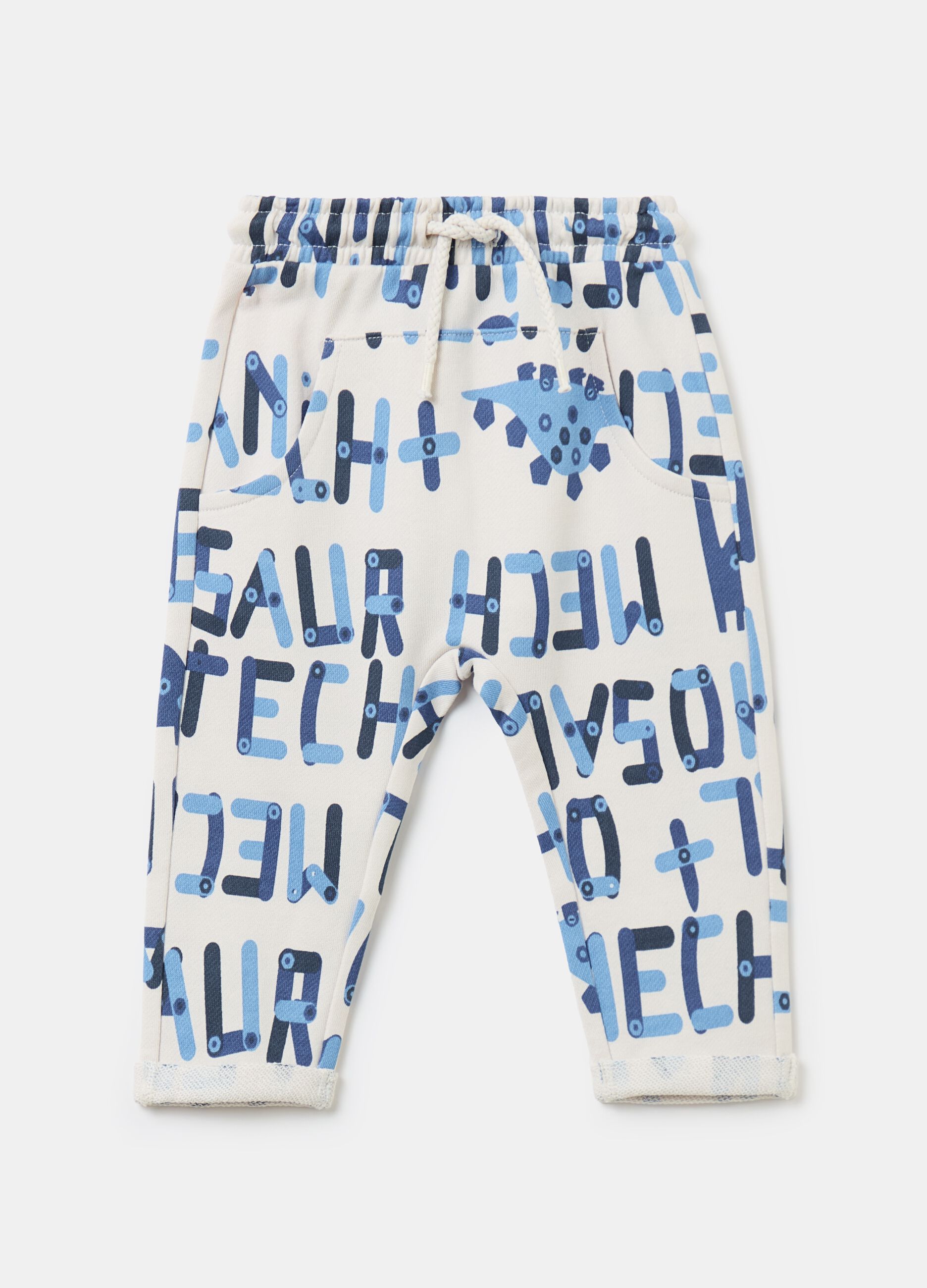 French terry joggers with drawstring and print