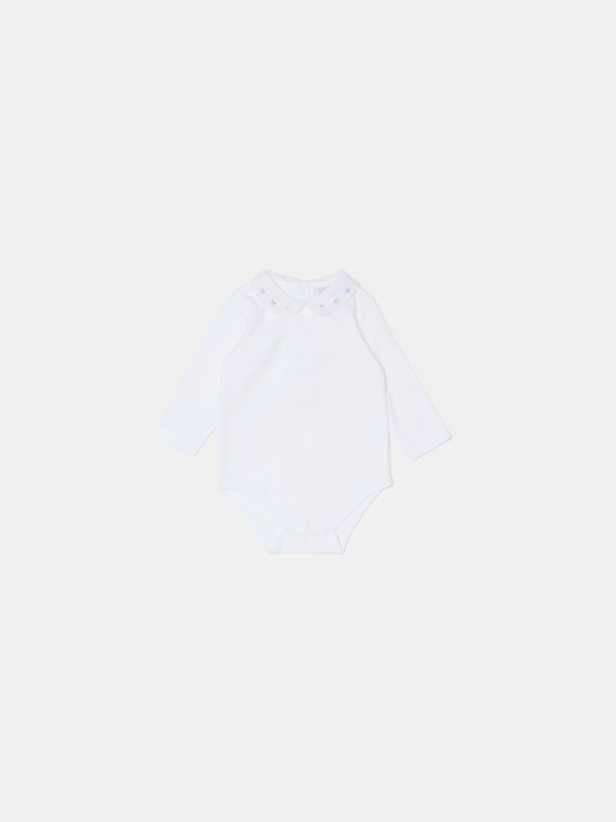 Long-sleeved bodysuit with small hearts embroidery_0