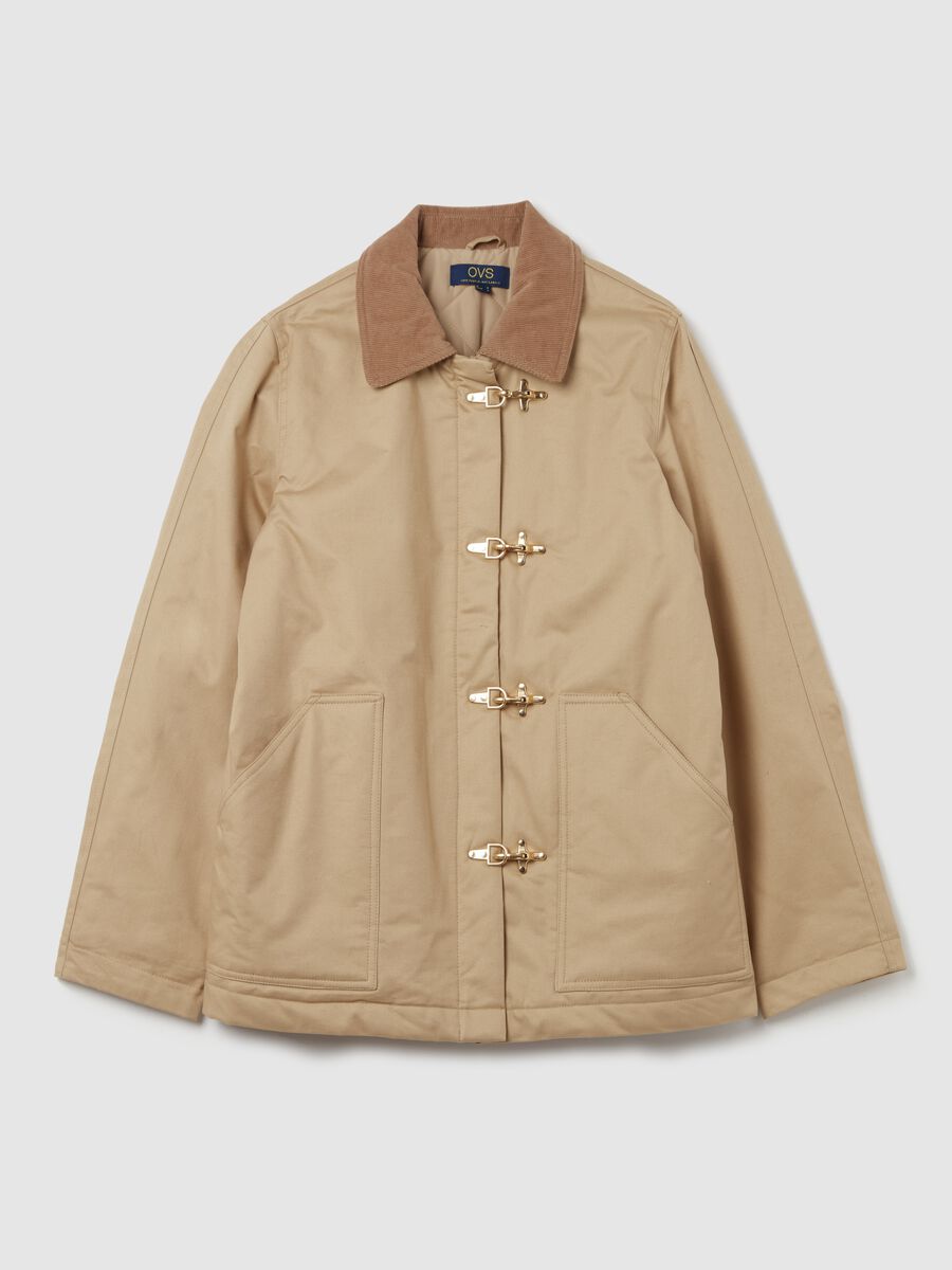 Short jacket with collar in corduroy_4