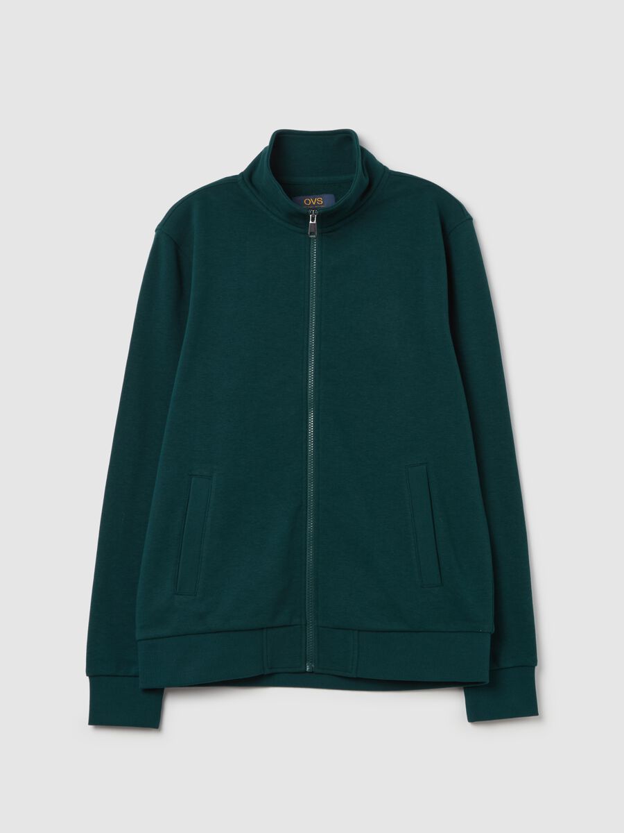 Full-zip sweatshirt in French terry with high neck_4