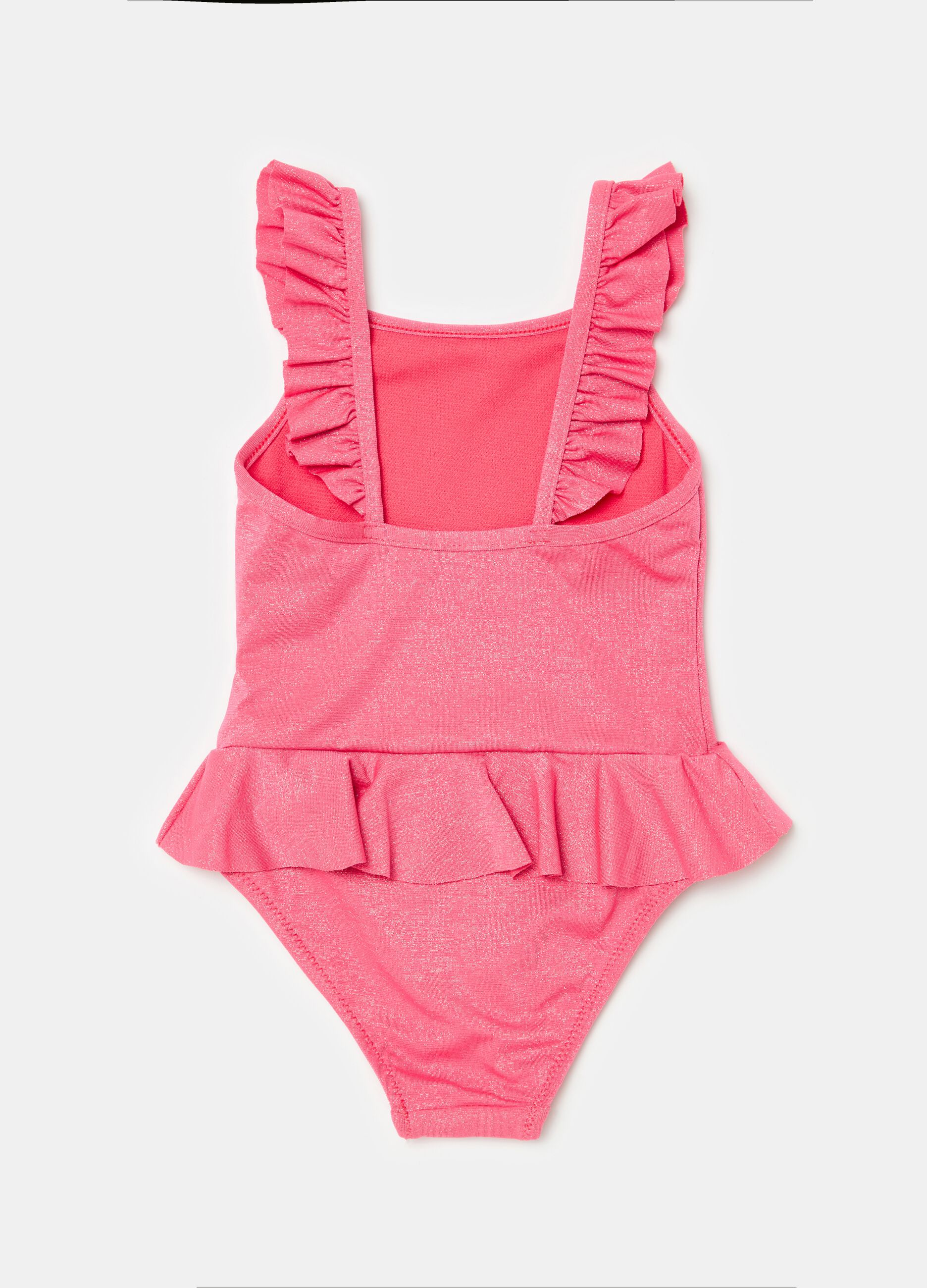 One-piece swimsuit in lurex with flounce