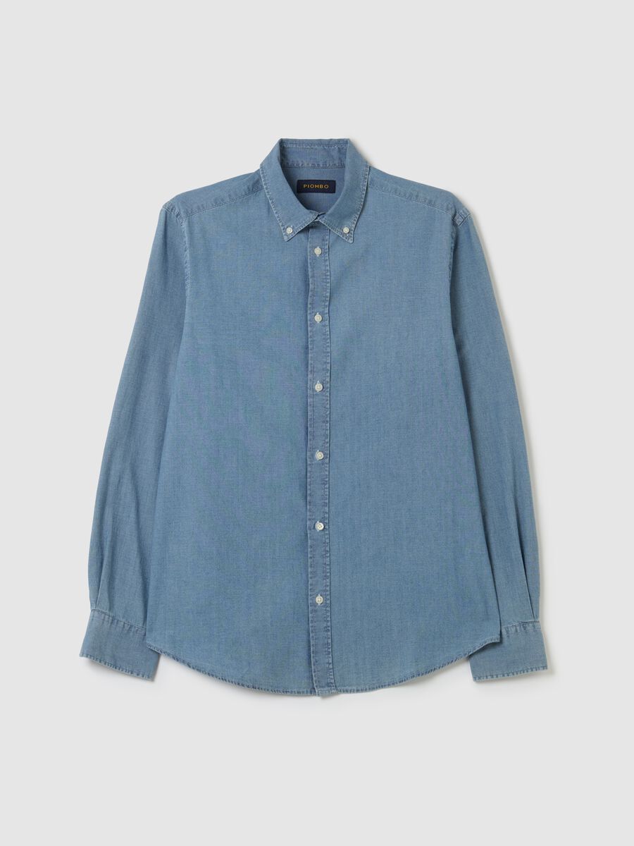 Regular-fit shirt in chambray cotton_0