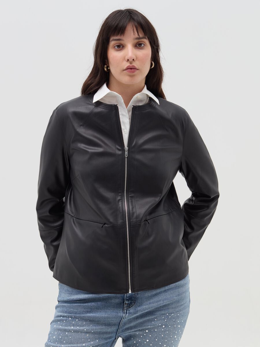 Curvy biker jacket with zip_1