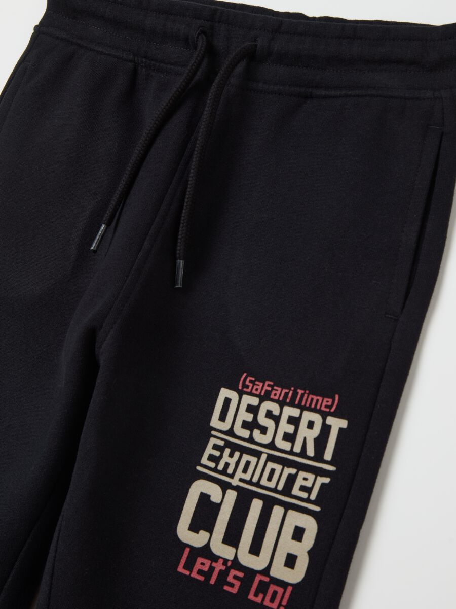 Fleece joggers with drawstring and lettering print_2