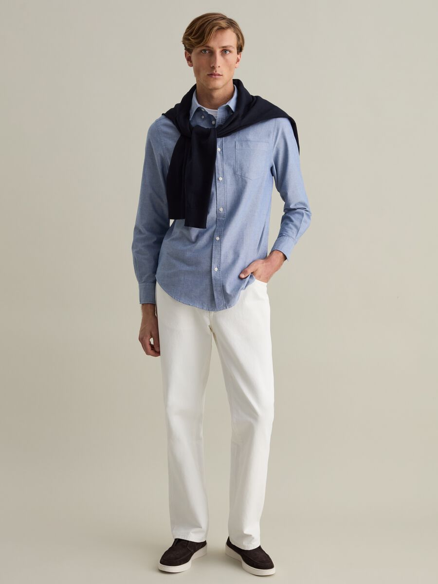 Oxford cotton shirt with button-down collar_0