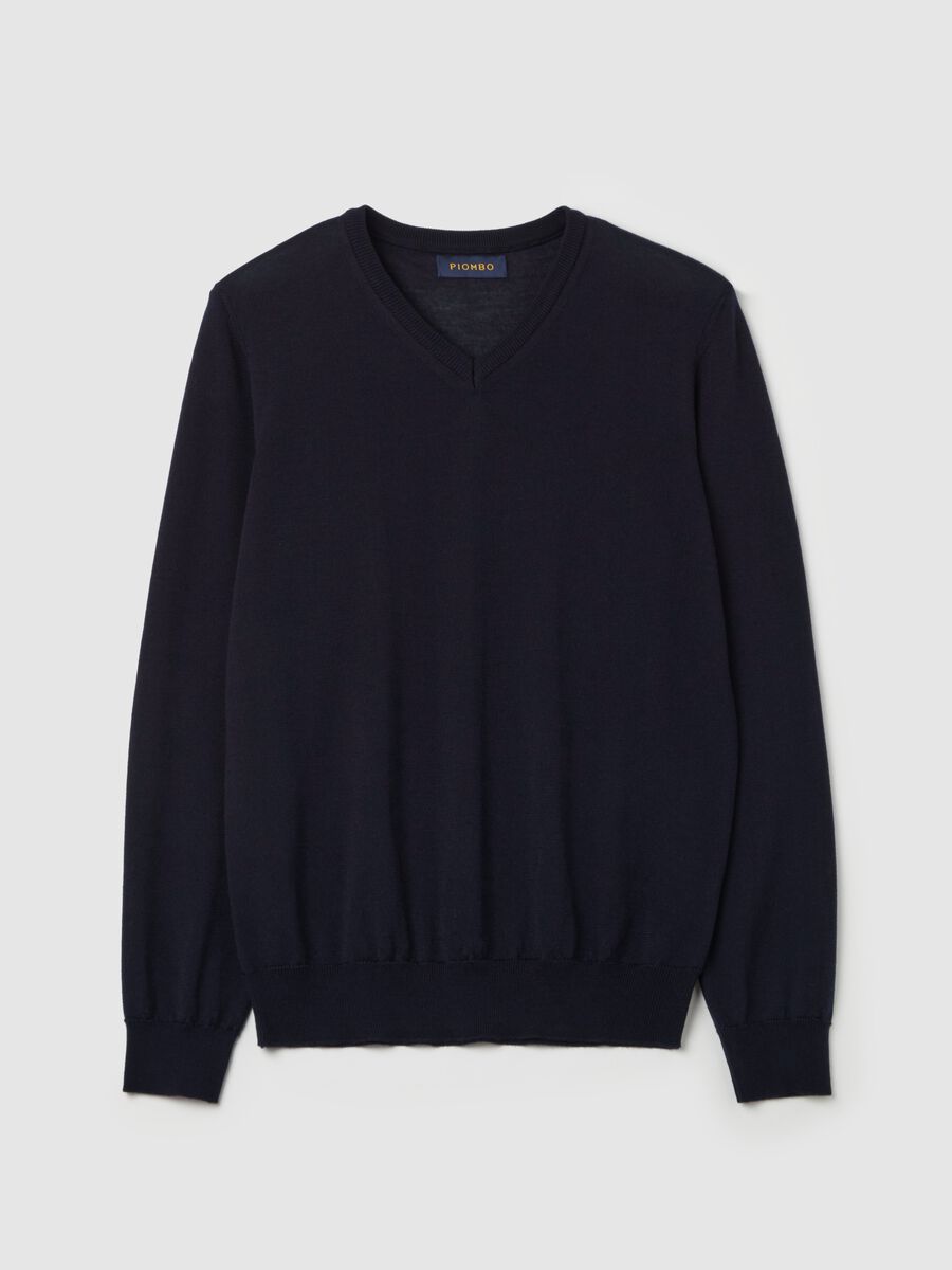 Merino wool pullover with V neck_4