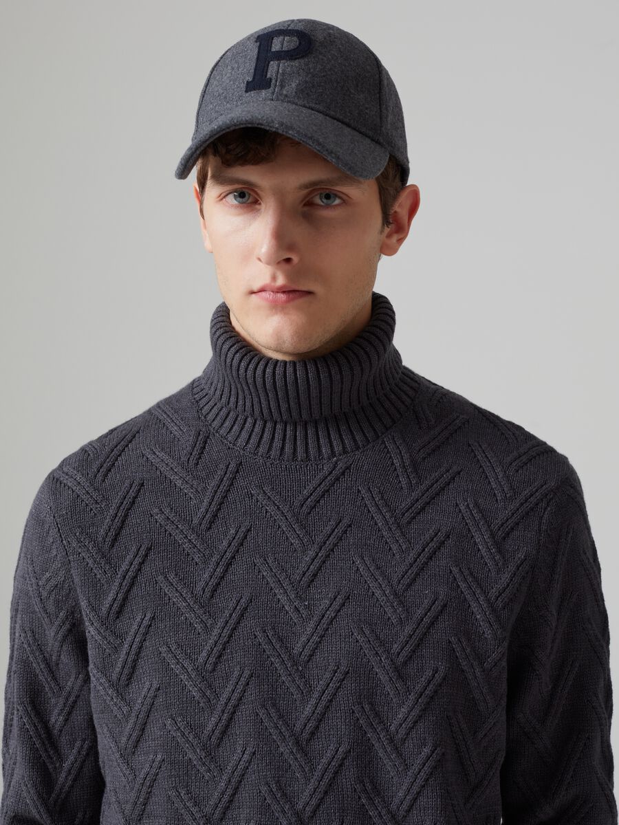 Turtle-neck herringbone pullover_1