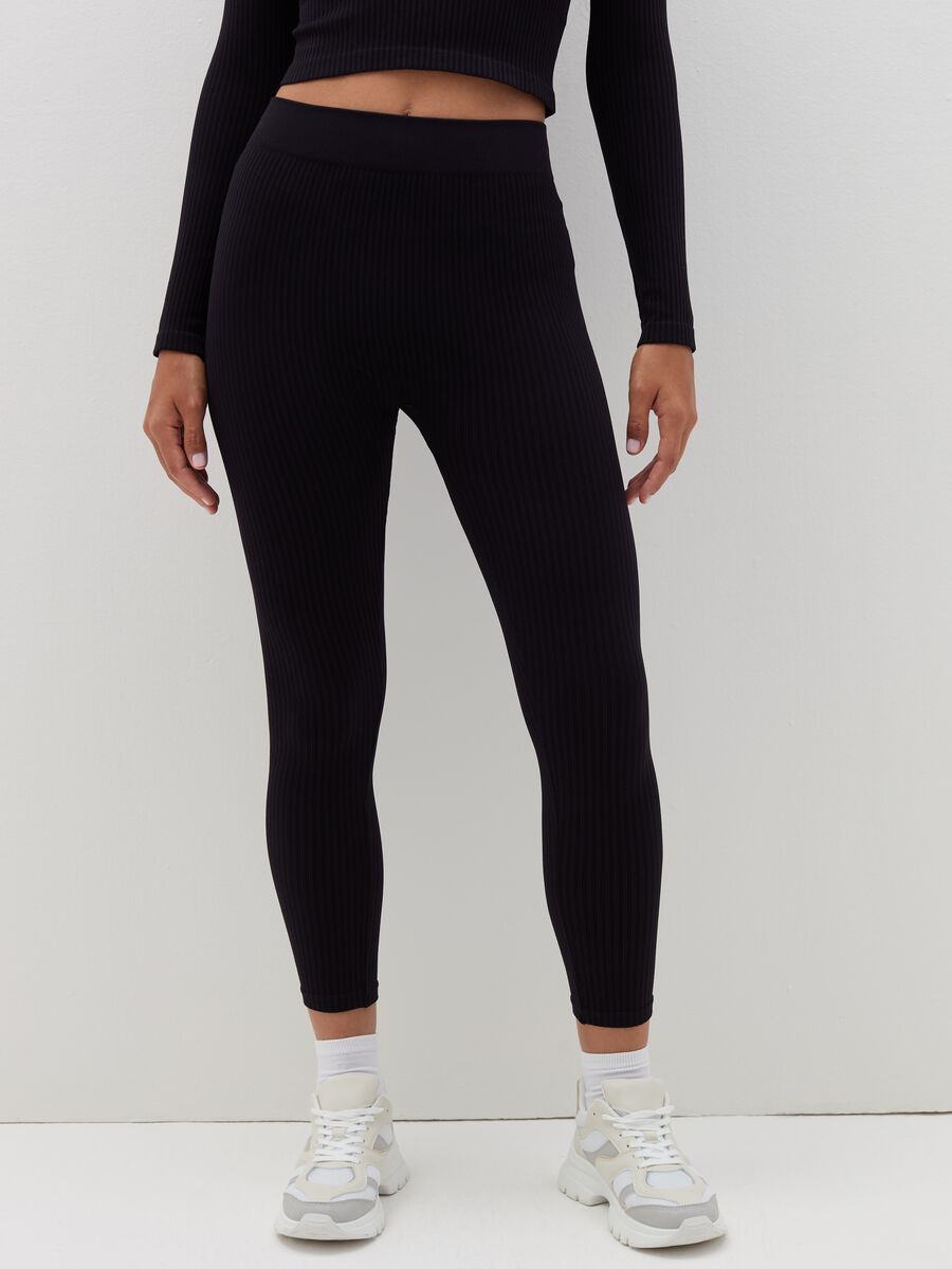 Stretch ribbed leggings_1