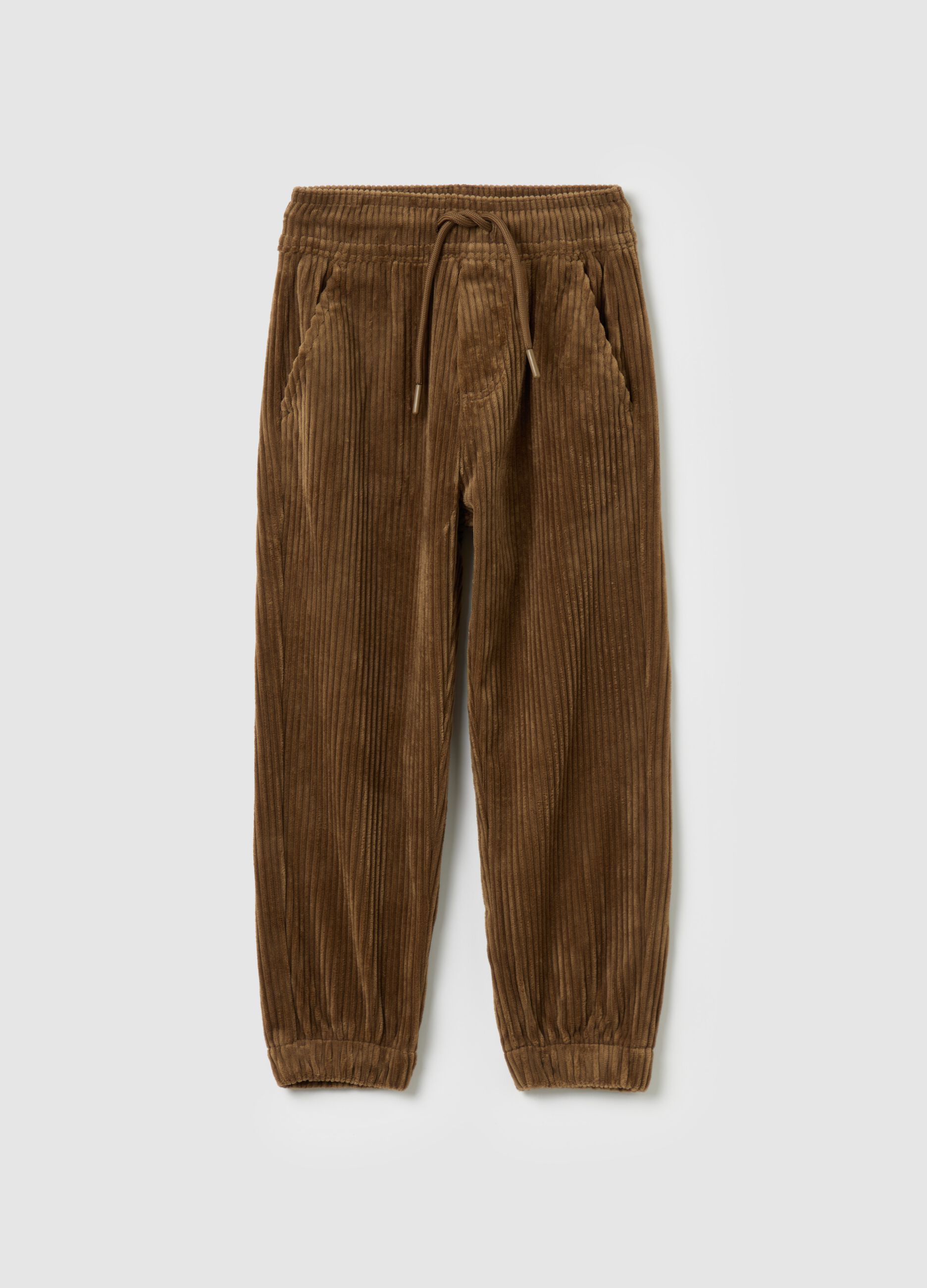 Corduroy jogger trousers with drawstring