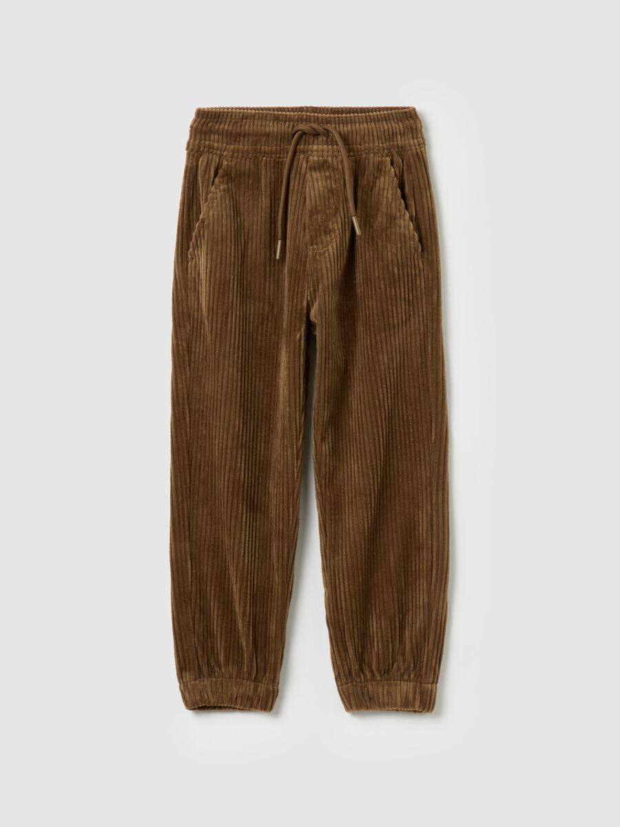 Corduroy jogger trousers with drawstring_0