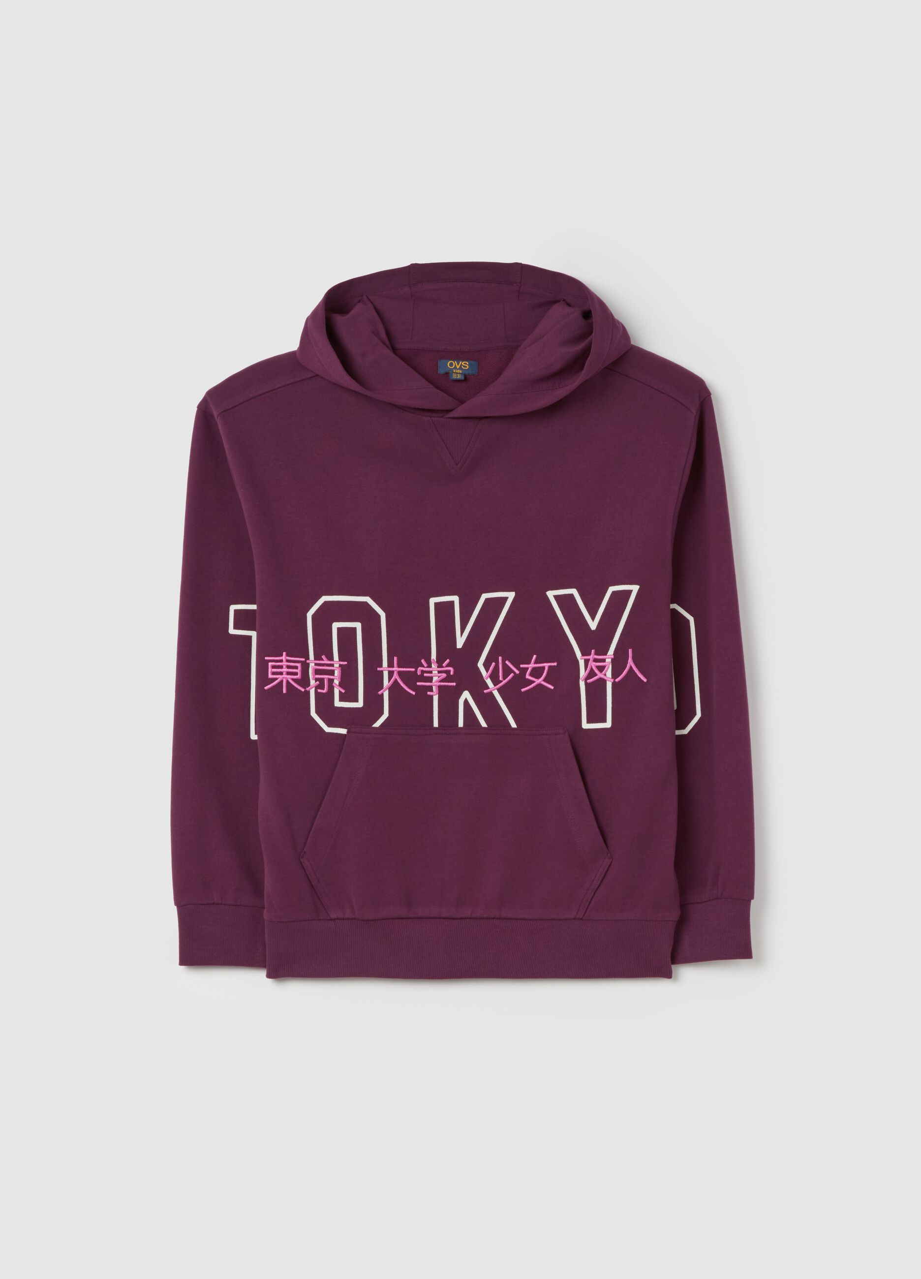 Sweatshirt with hood and "Tokyo" print