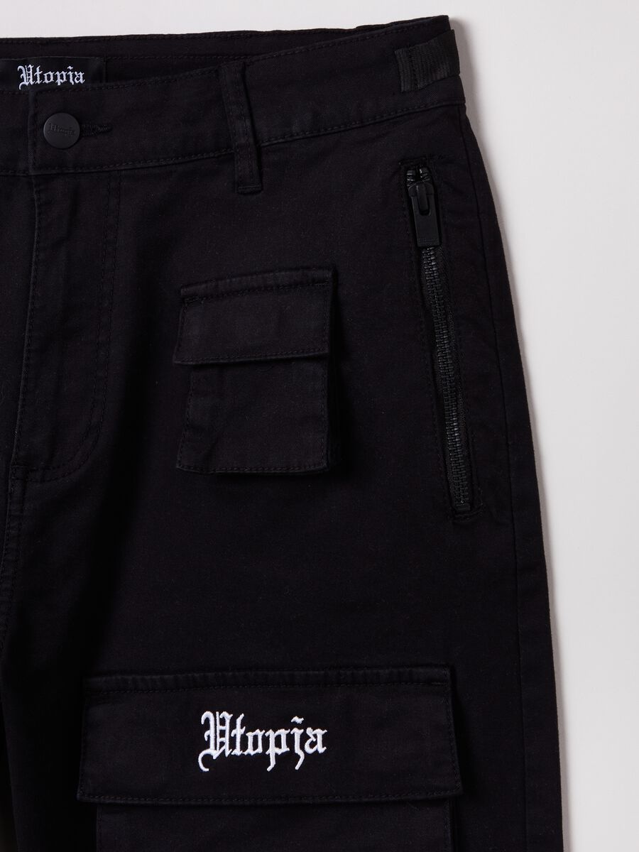 Multi Pocket Cargo Shorts Black_7