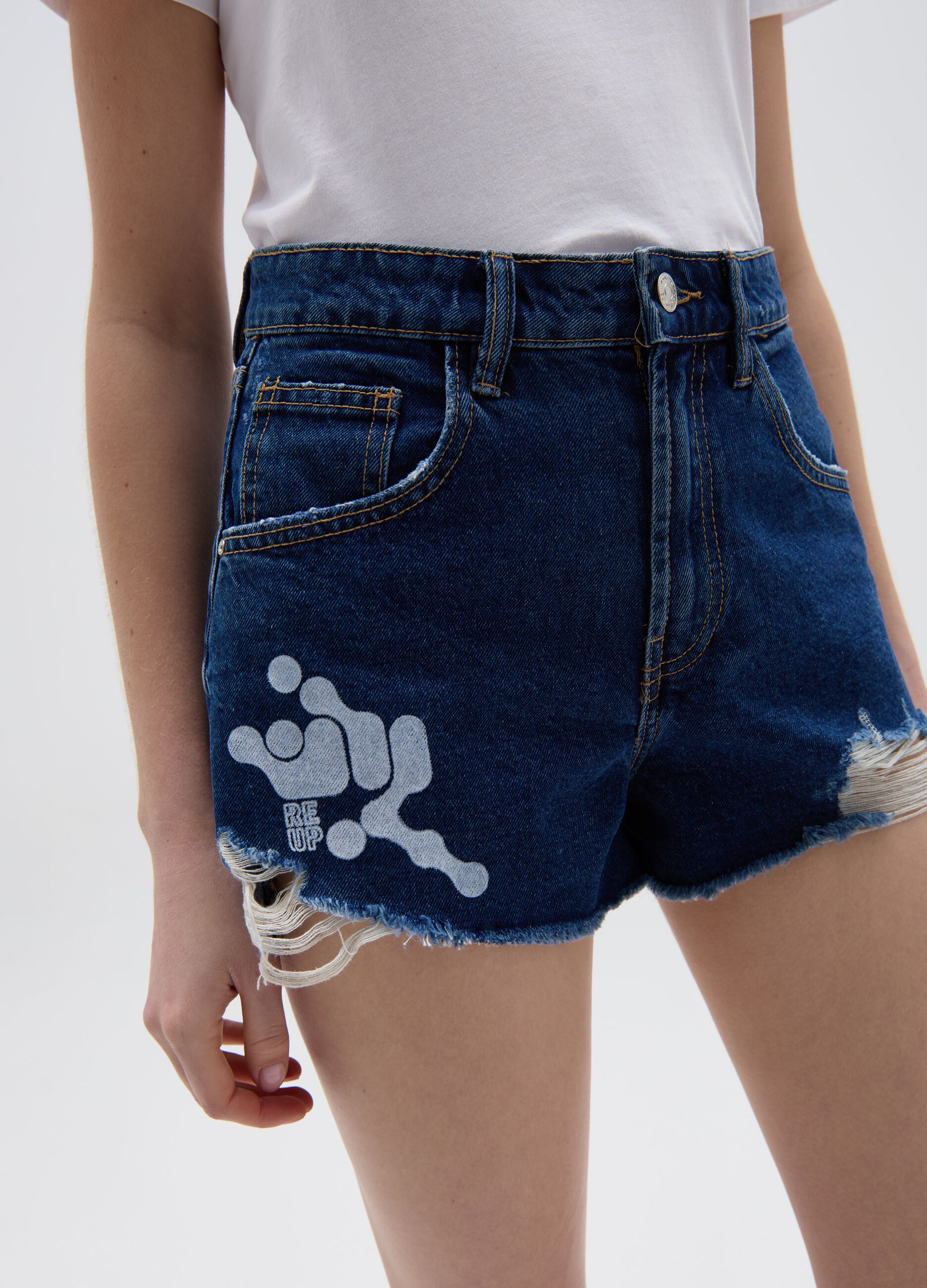 RE-UP denim shorts with rips