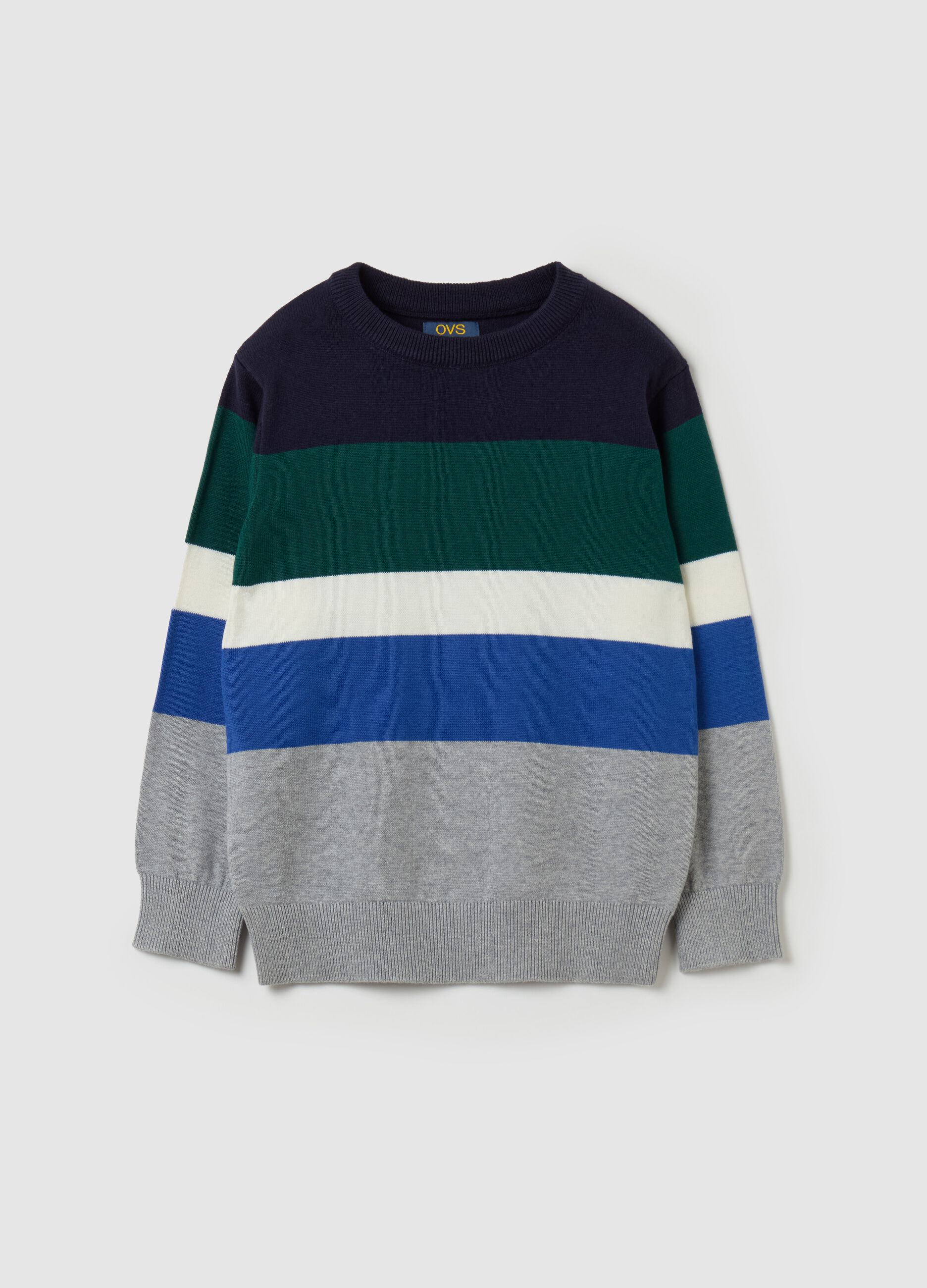 Striped patterned cotton pullover