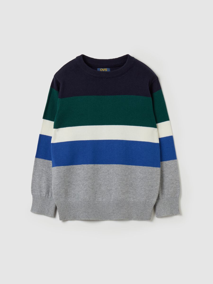 Striped patterned cotton pullover_0