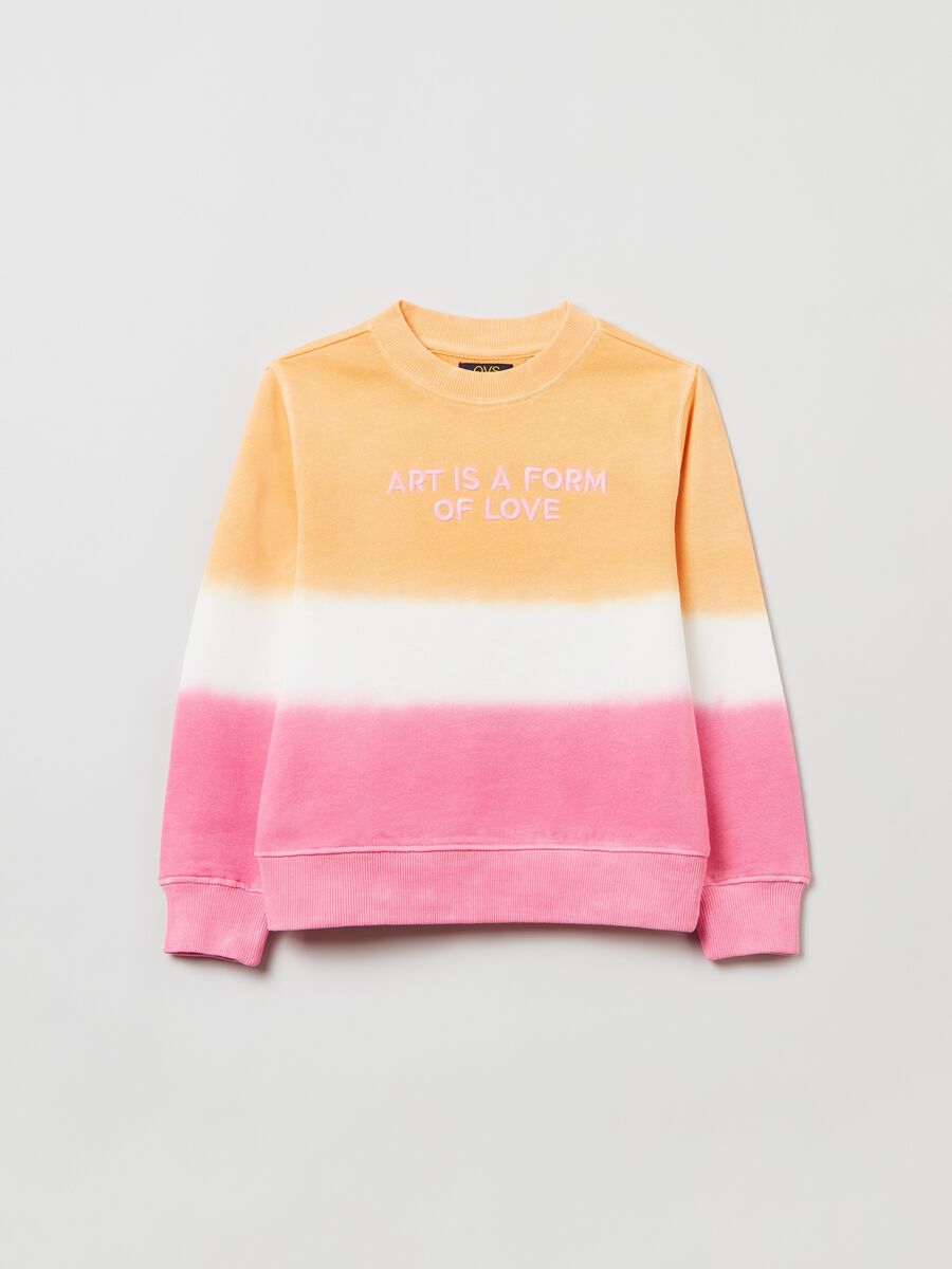 Sweatshirt with dip dye pattern and embroidery_0
