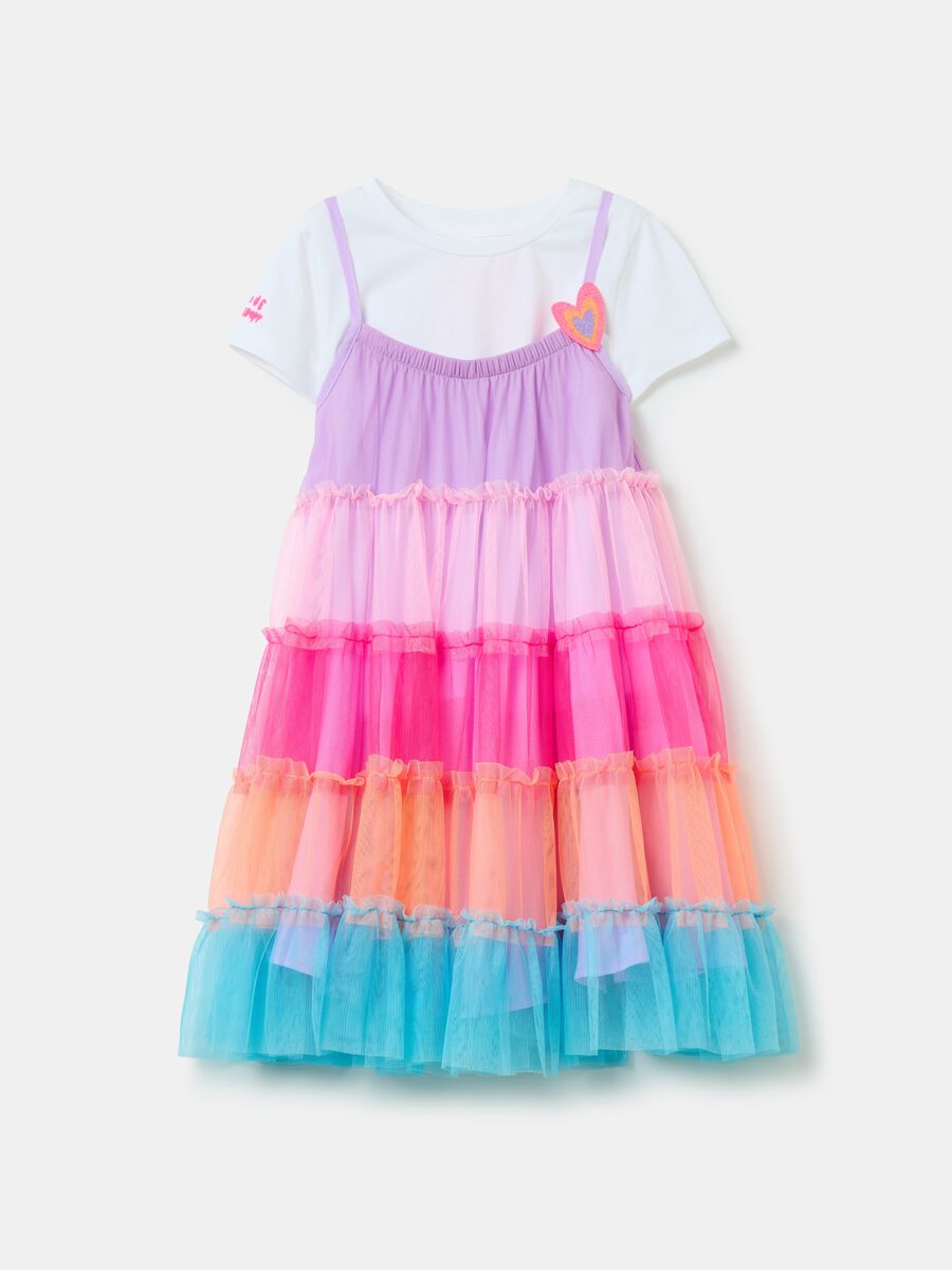 T-shirt and dress set in multicoloured tulle_0