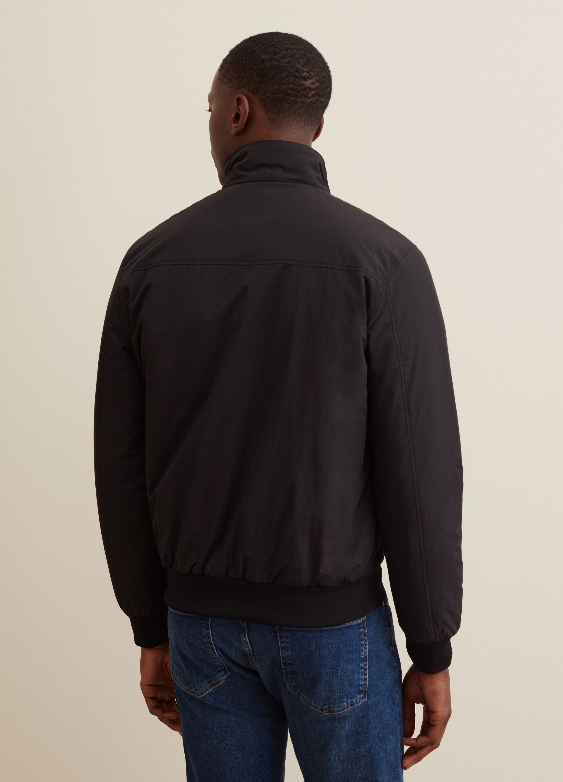 Full-zip bomber jacket with high neck