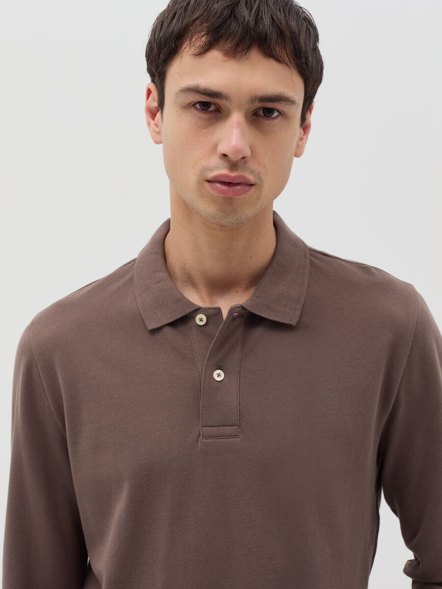 Cotton polo shirt with long sleeves_3