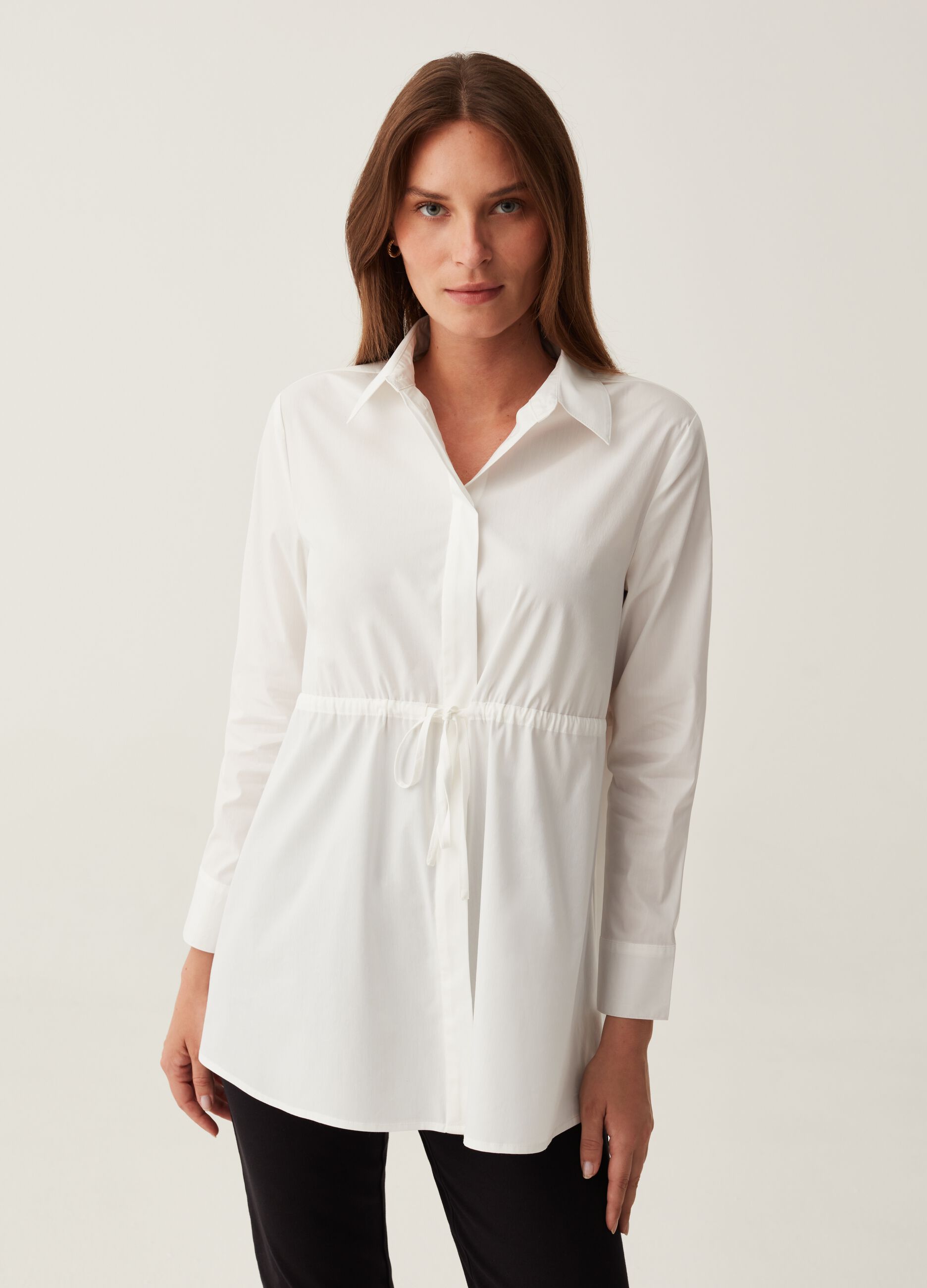 Maternity shirt in stretch poplin