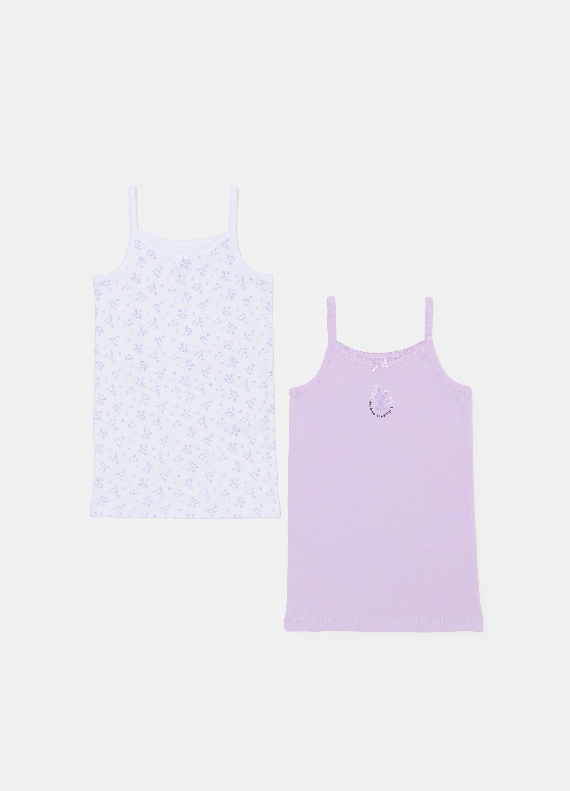 Two-pack vests with small flowers print