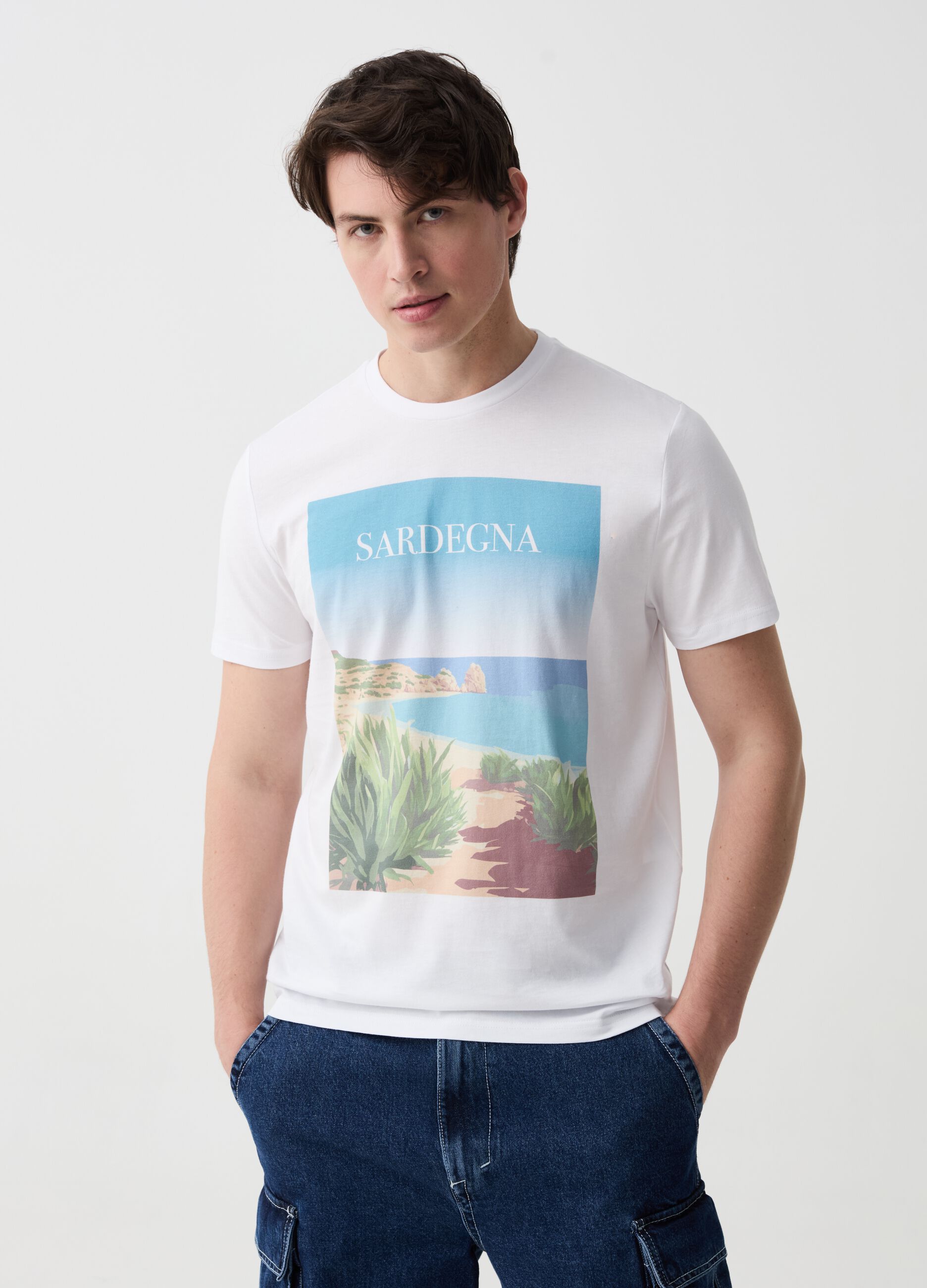 Camiseta de algodón con estampado Sardegna