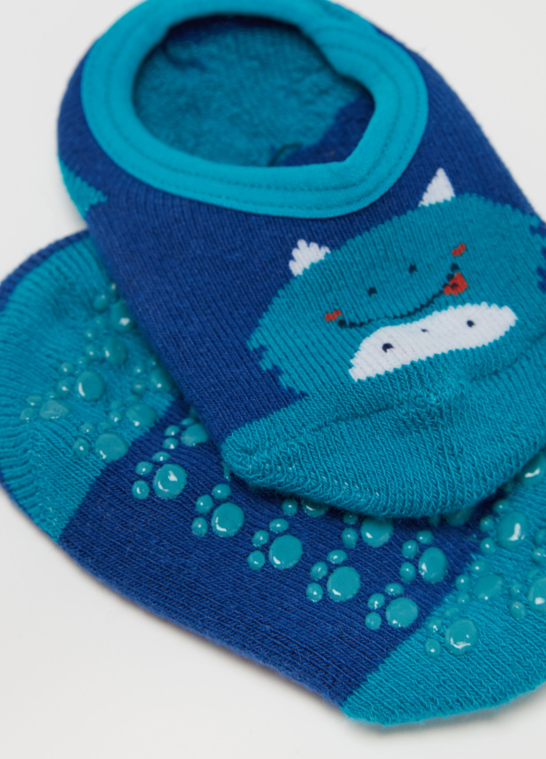 Slipper socks with monster design