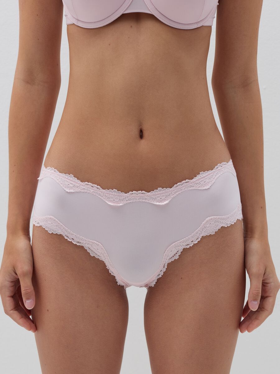 Microfibre knicker shorts with lace trim_1