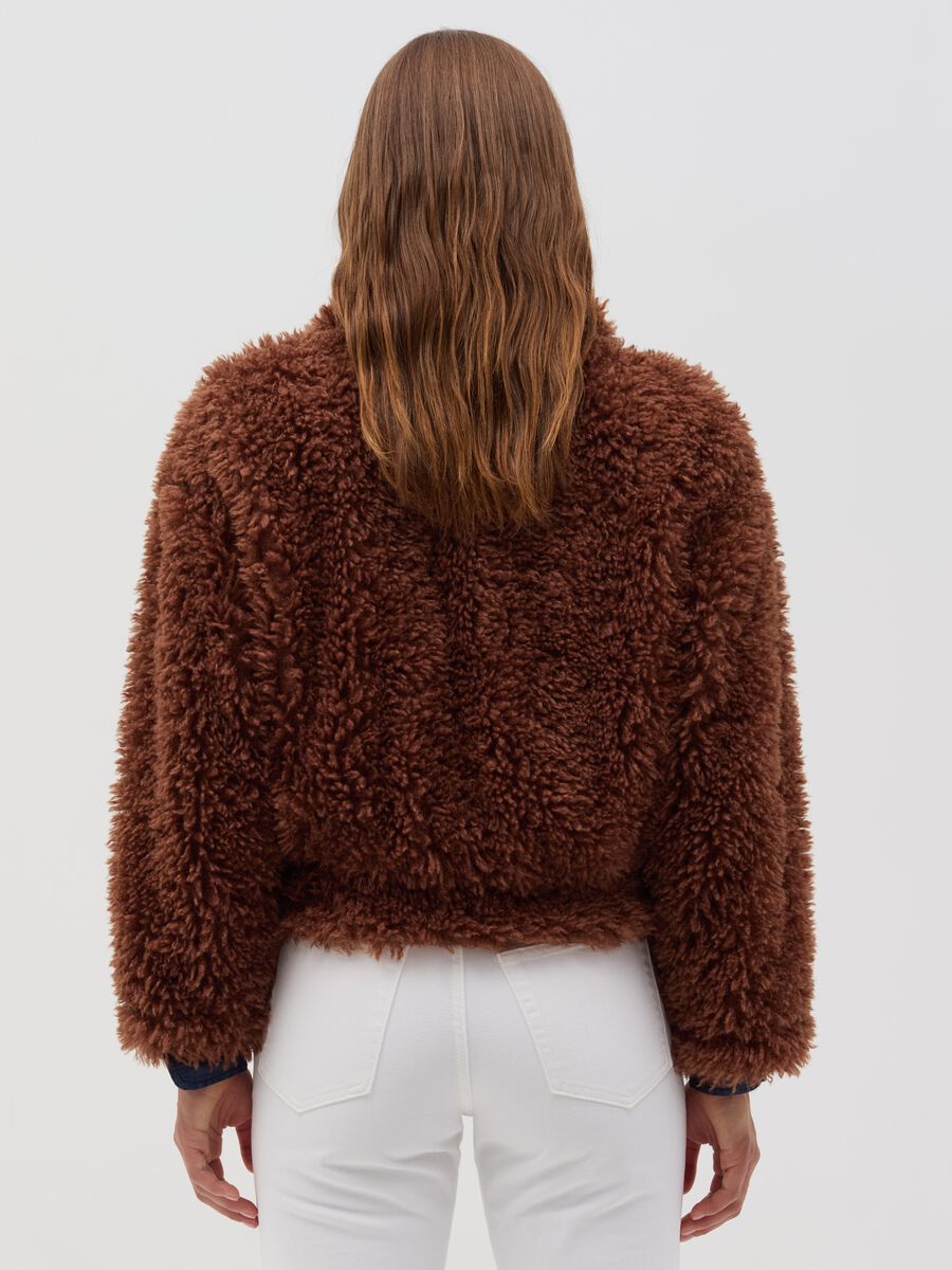 Short full-zip jacket in furry yarn_3