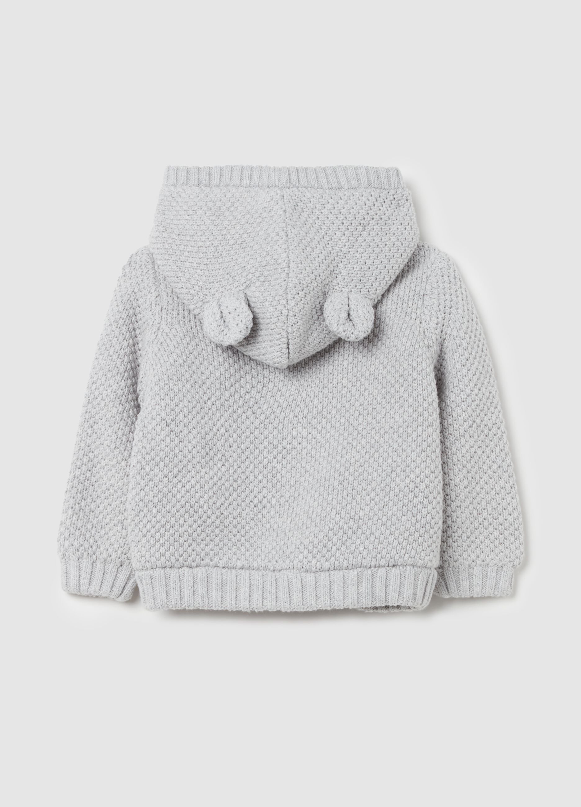 Giacca in maglia con cappuccio interno in sherpa