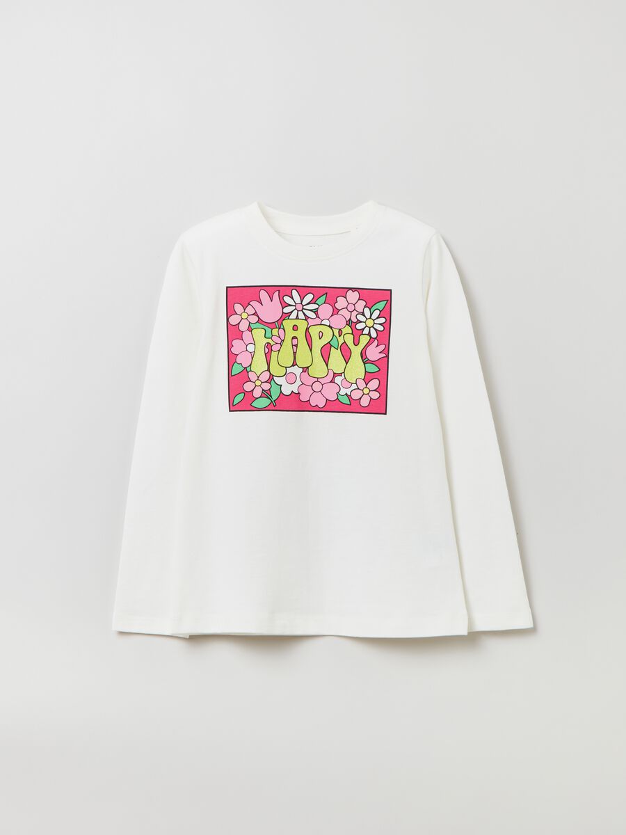 Long-sleeved T-shirt with floral print_0