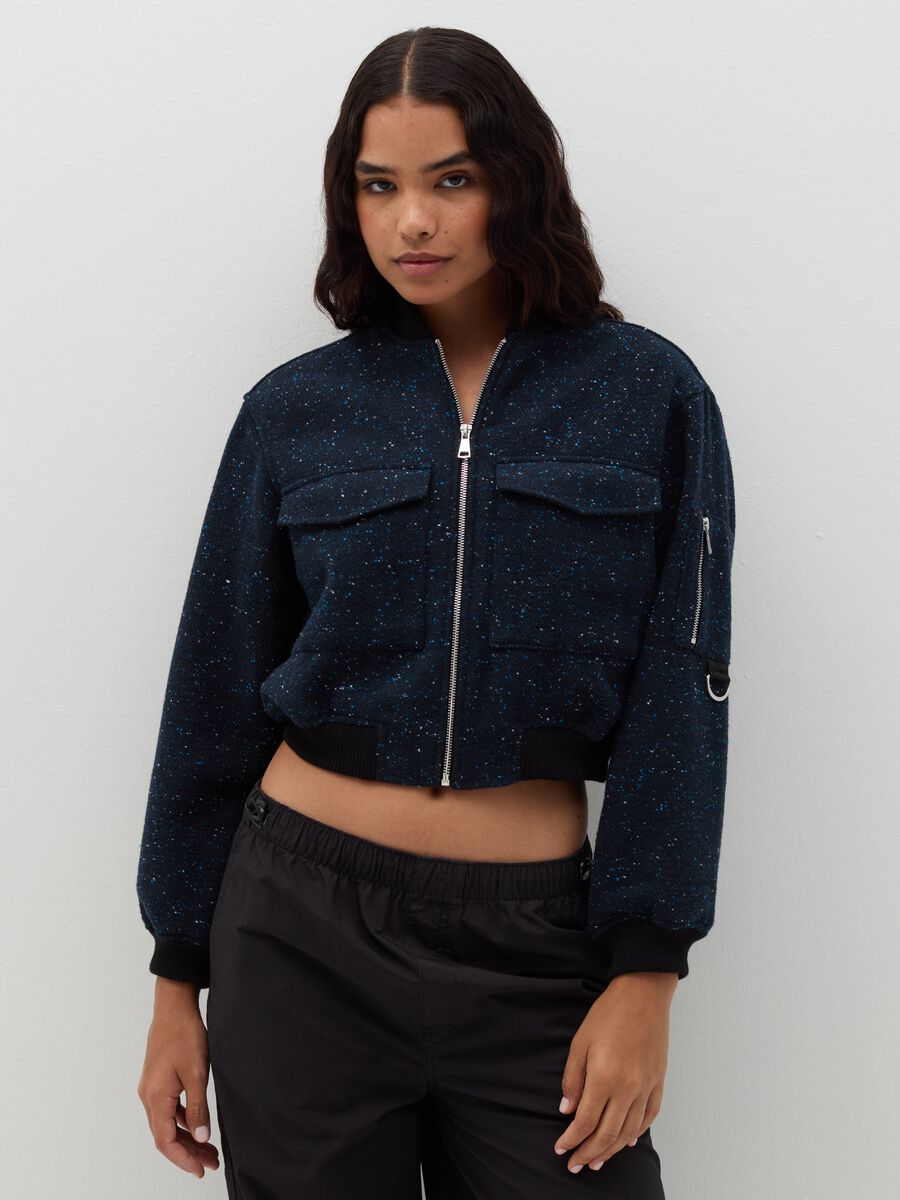 Bomber jacket in lurex with pockets_1