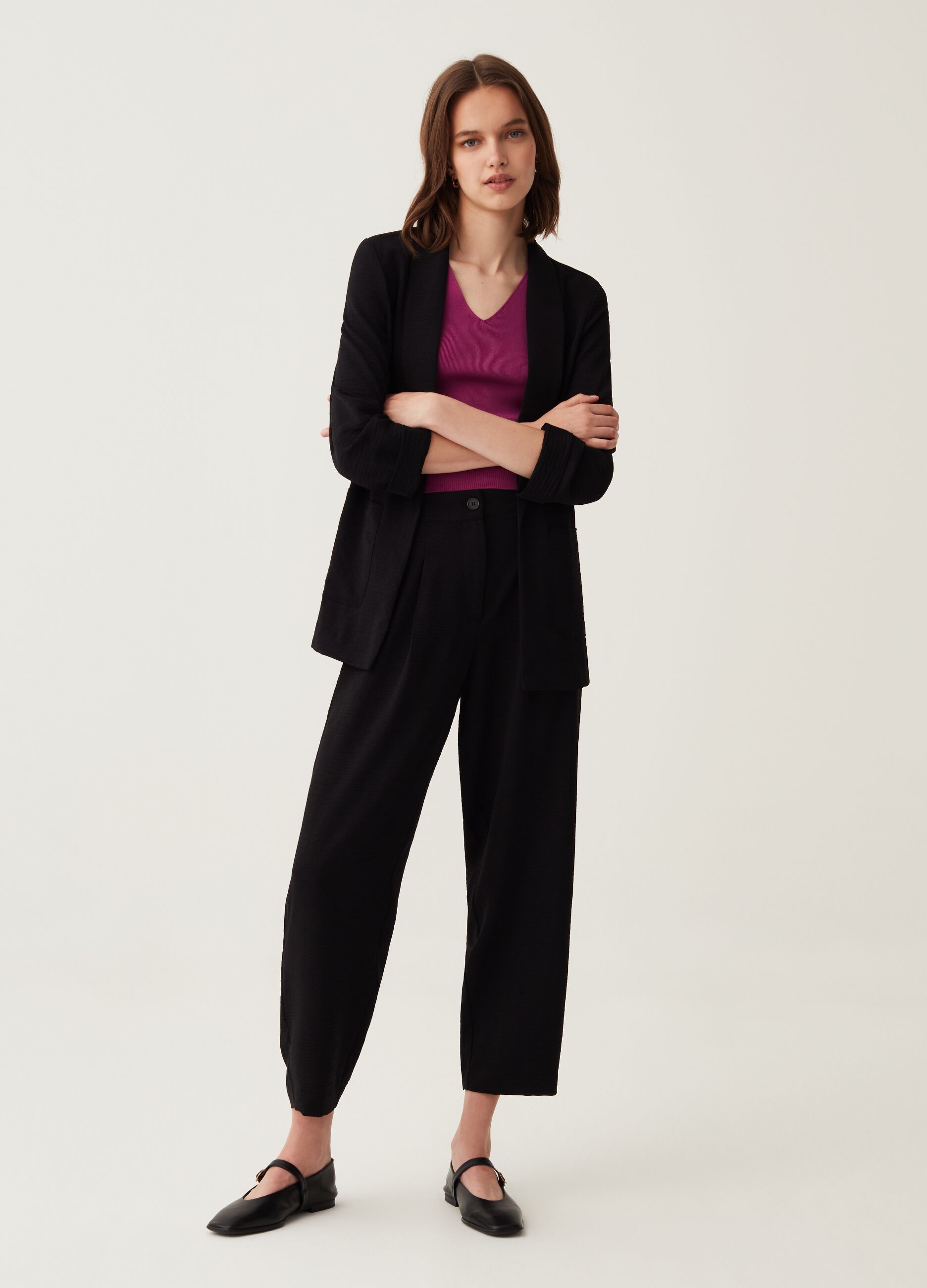 Open blazer in fluid fabric