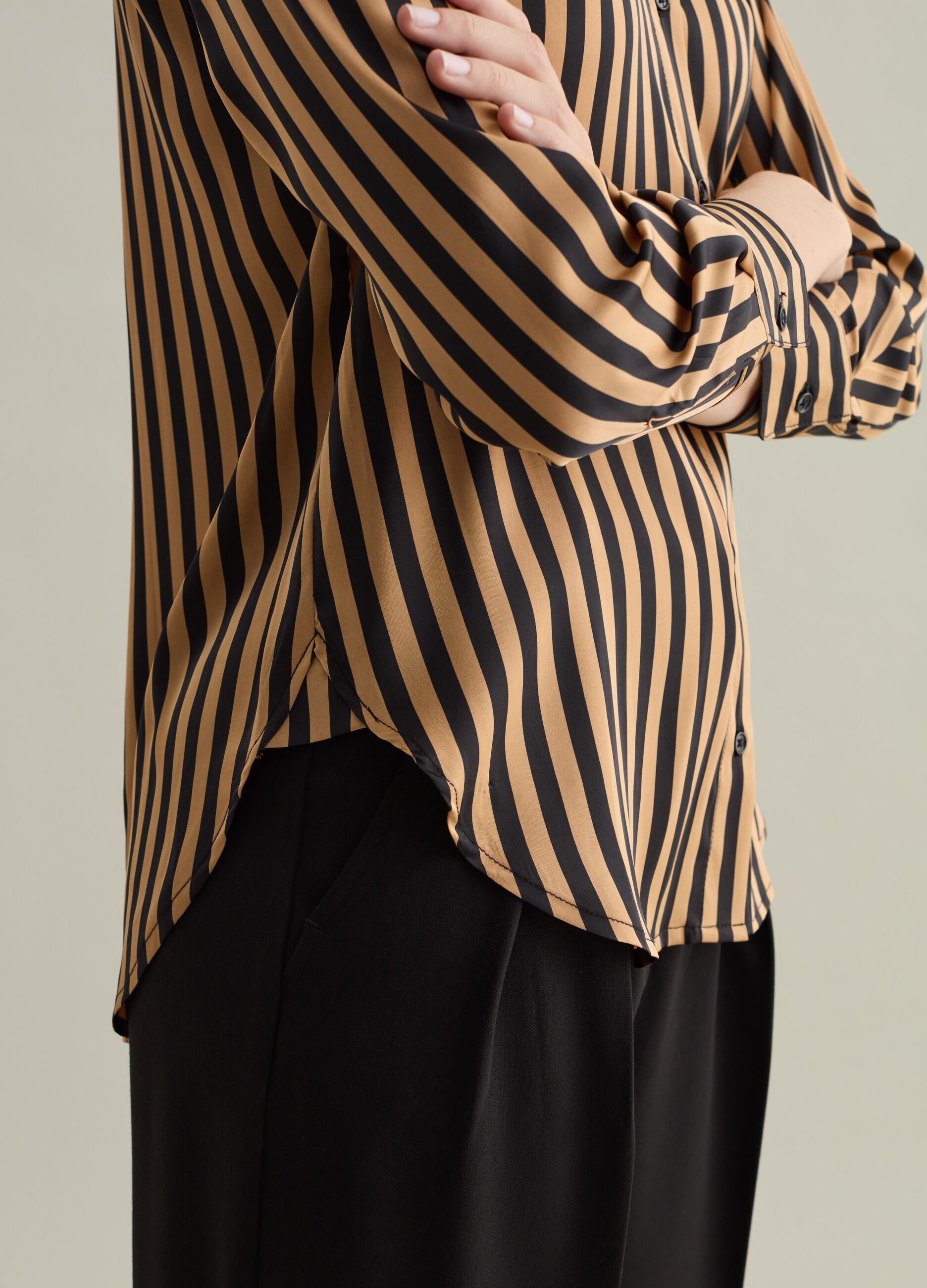 Contemporary striped shirt in satin