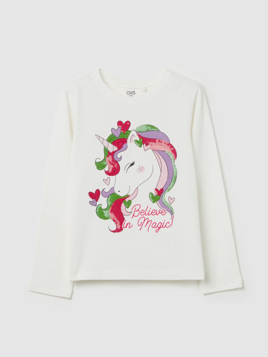 "Believe in Magic” unicorn T-shirt with long sleeves_0