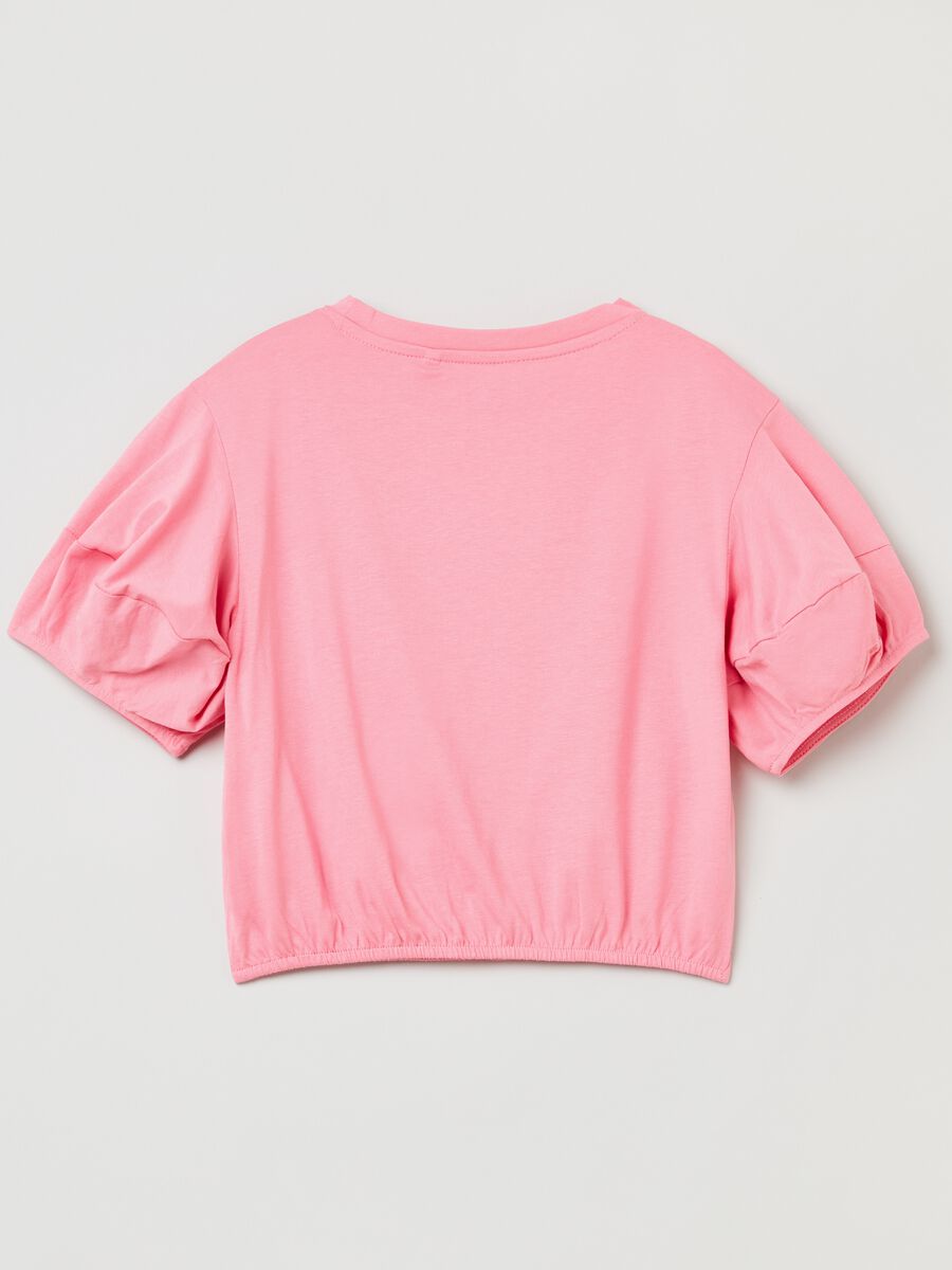 Cotton T-shirt with puff sleeves_1