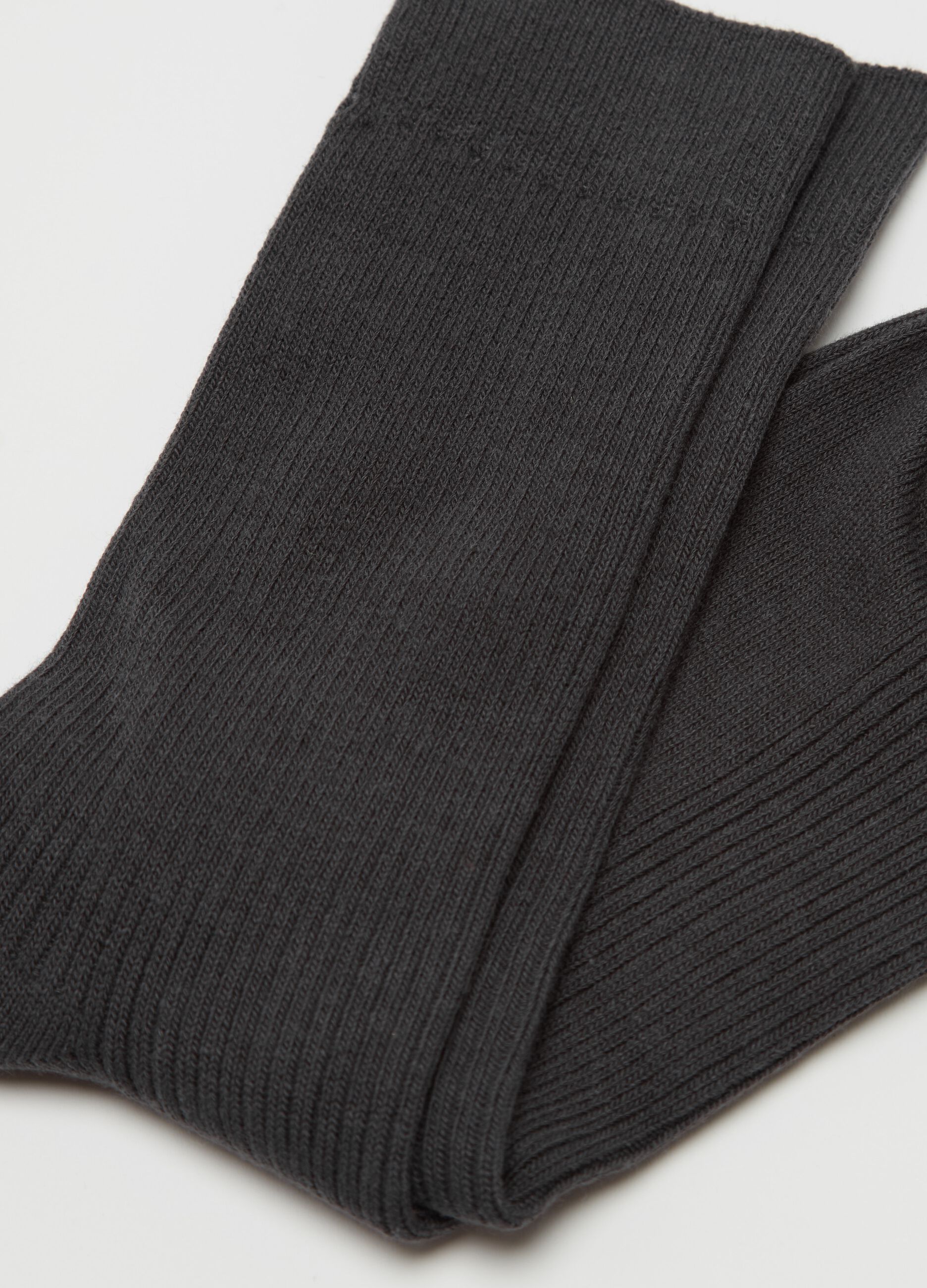 Stretch midi socks with ribbing