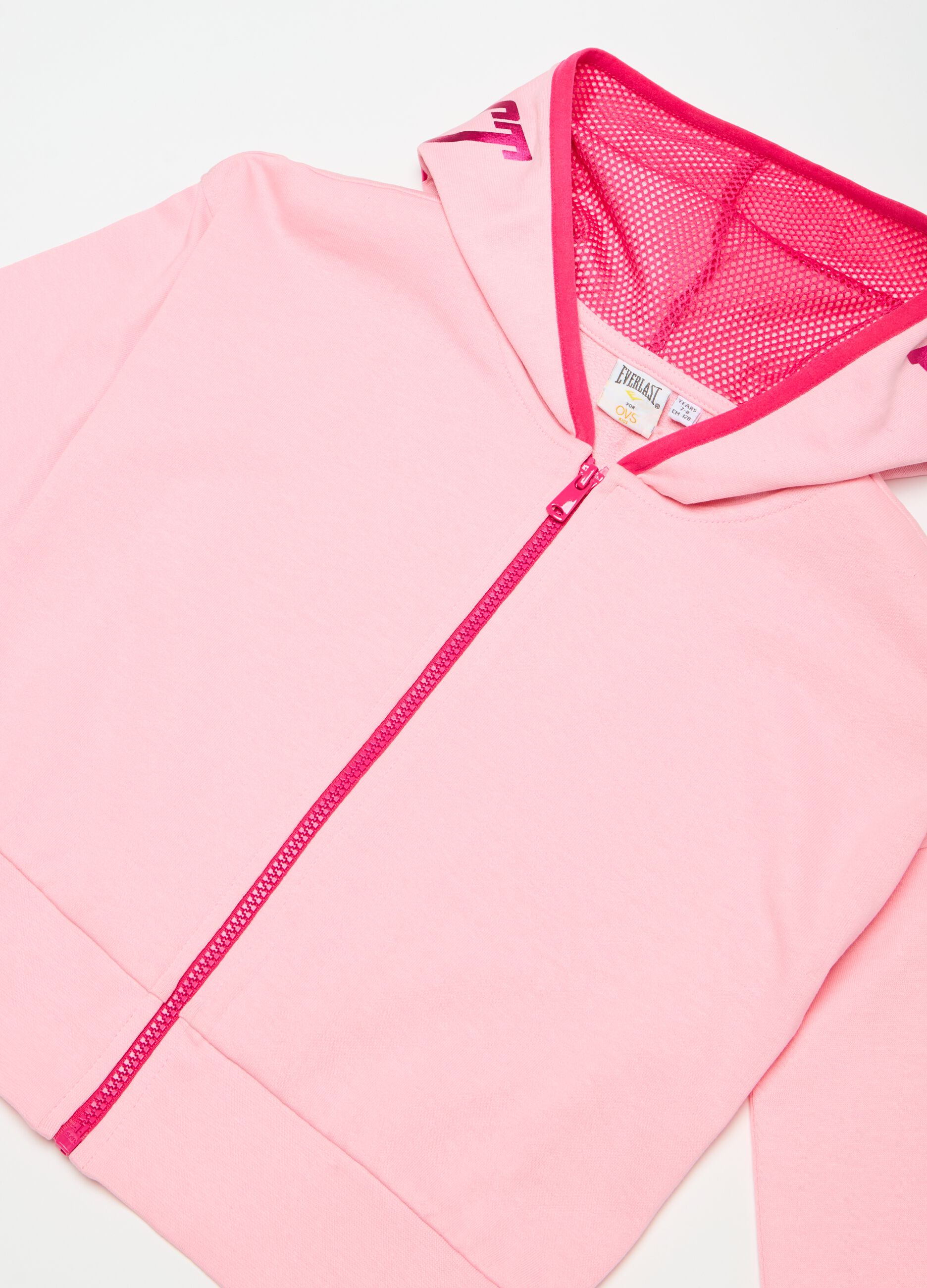 Full-zip sweatshirt with hood and logo print