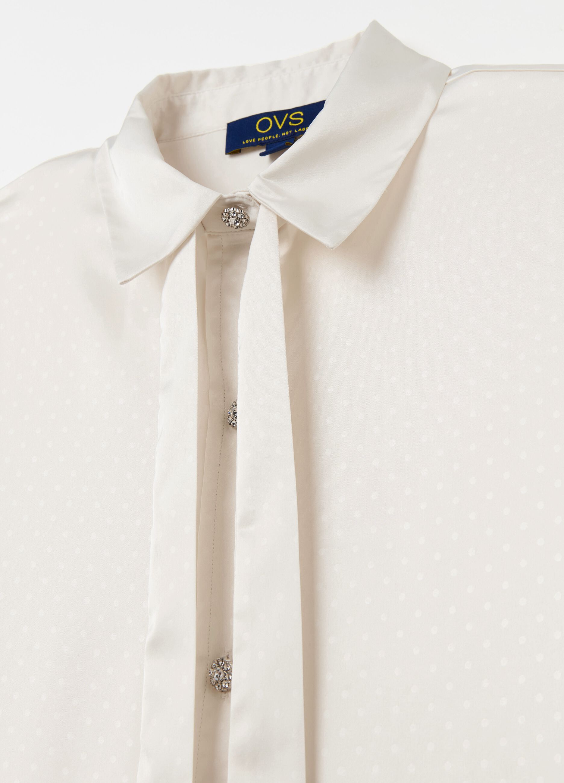 Blouse with foulard and jewel buttons