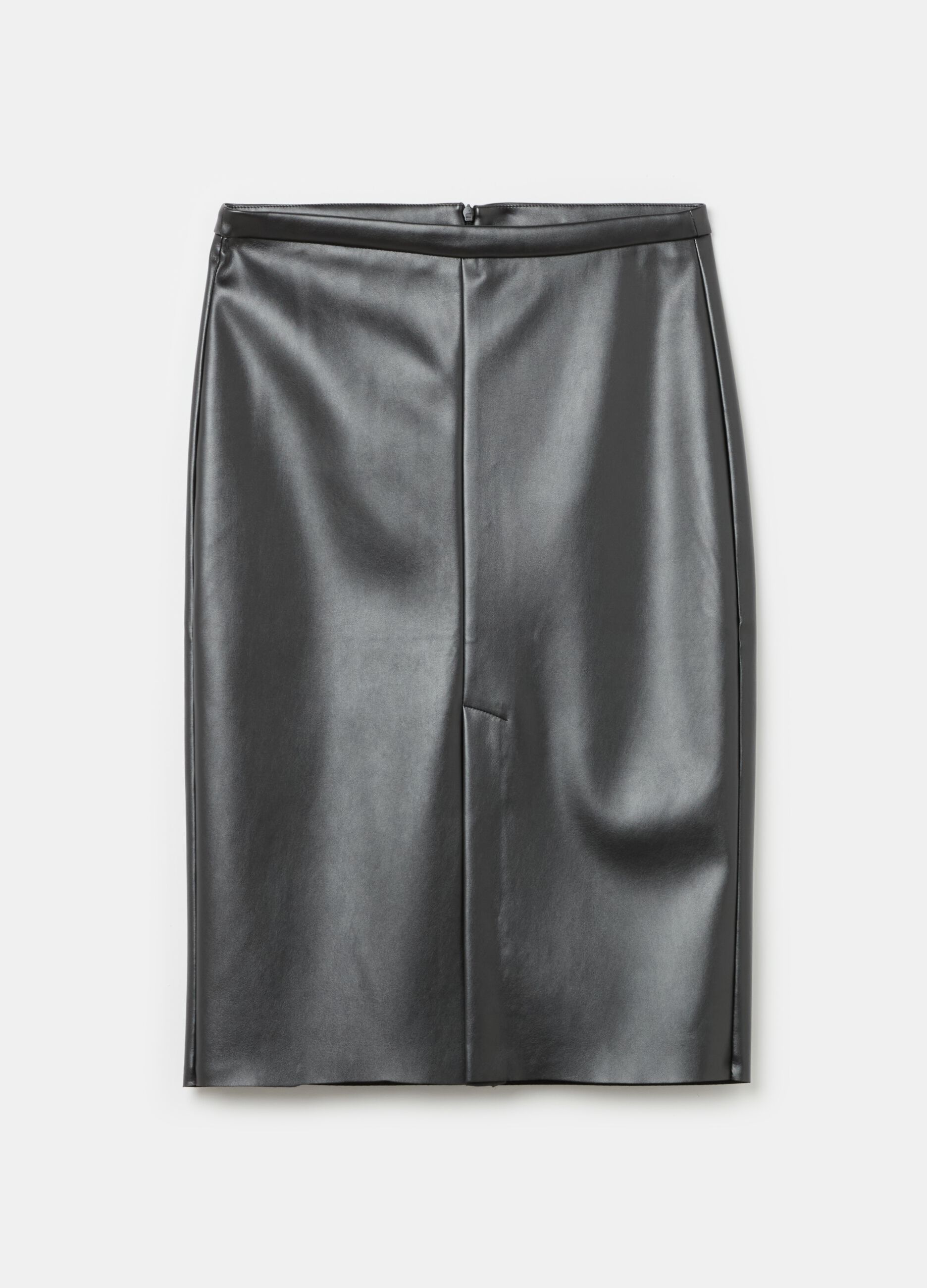 Glossy-effect midi skirt