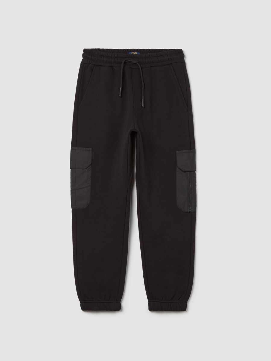 Cargo joggers in fleece with drawstring_0