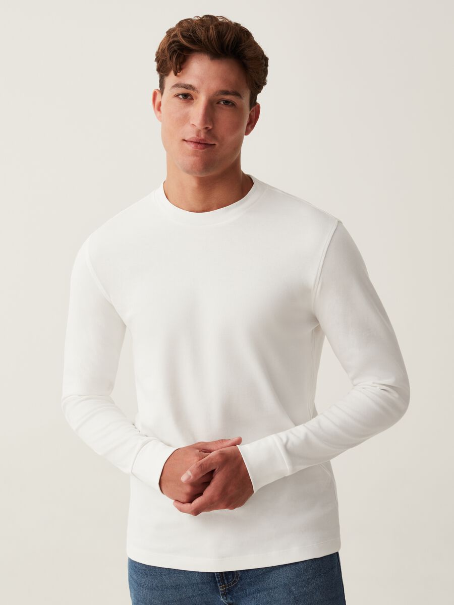 Long-sleeved solid colour T-shirt_0