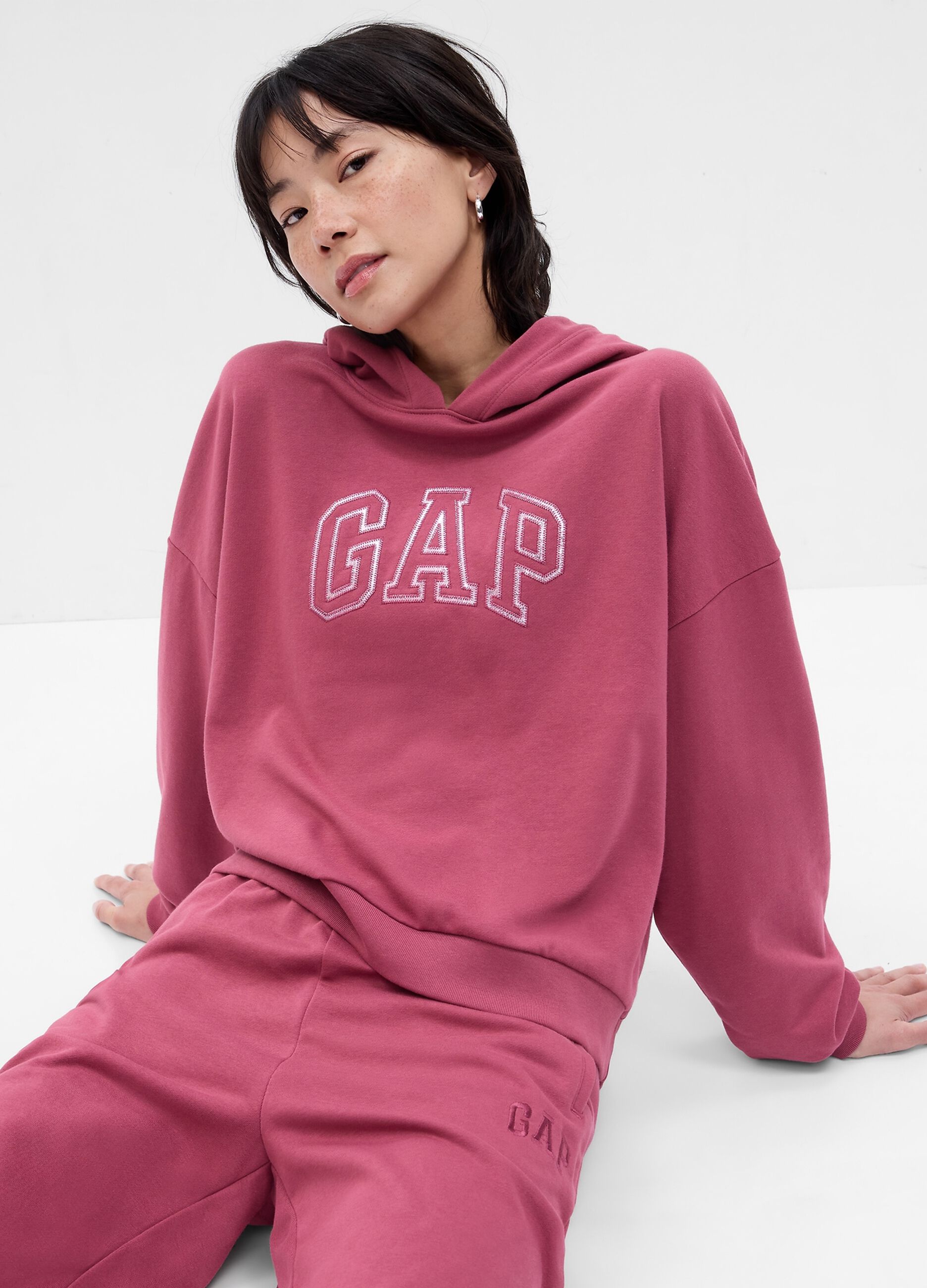 Oversized sweatshirt with logo embroidery and lurex details