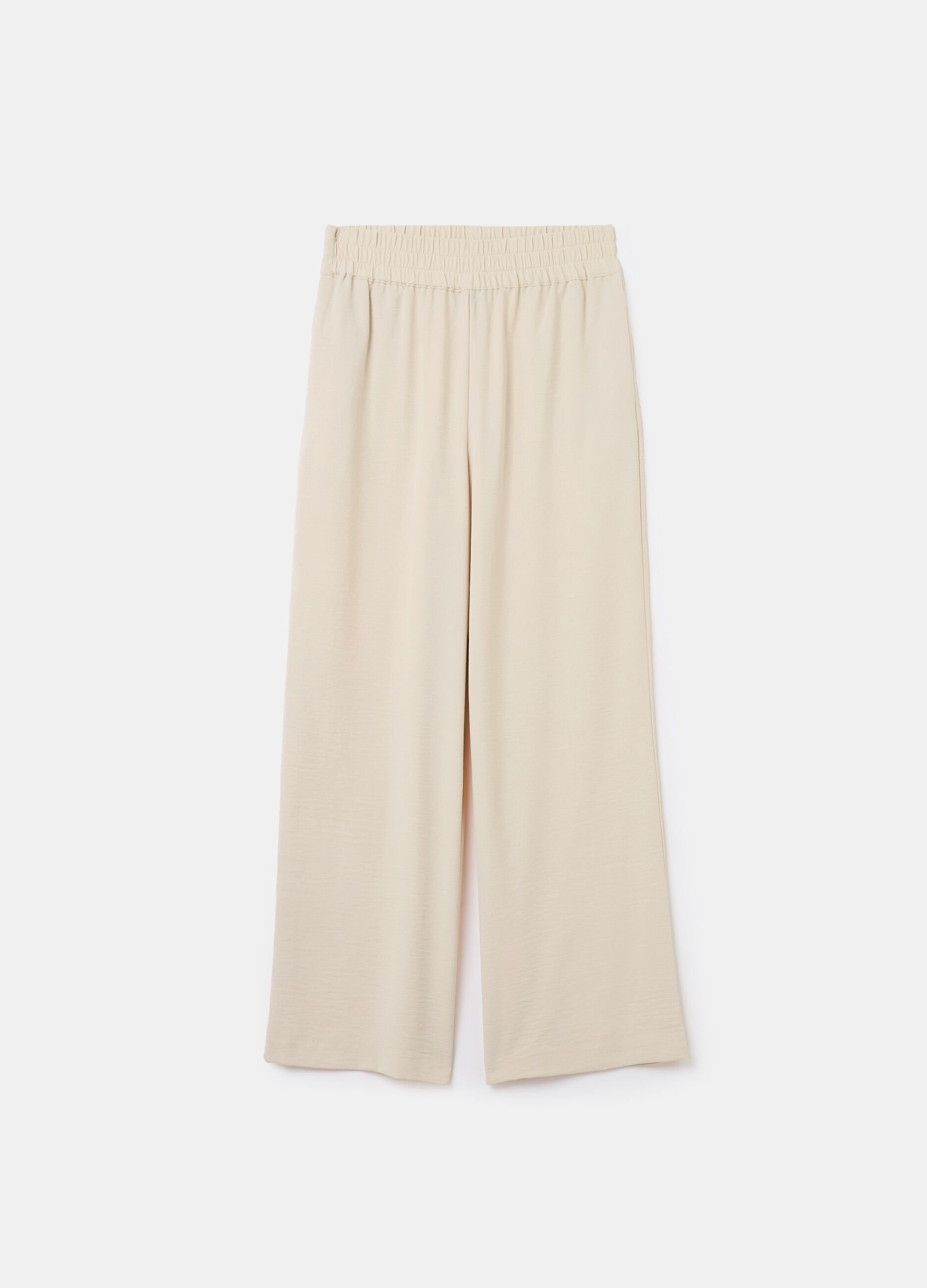 Crinkle-effect fluid trousers