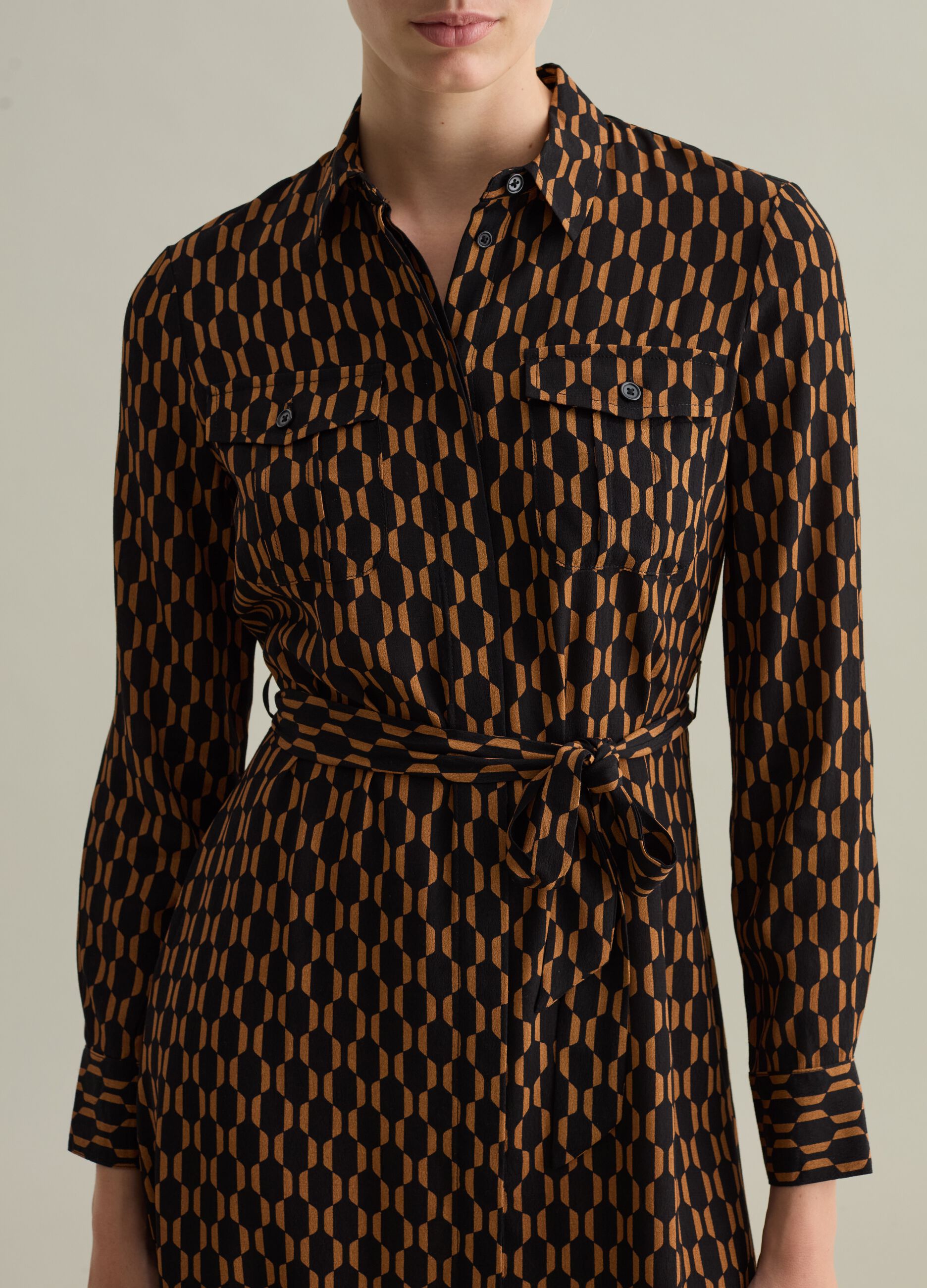 Contemporary shirt dress with belt