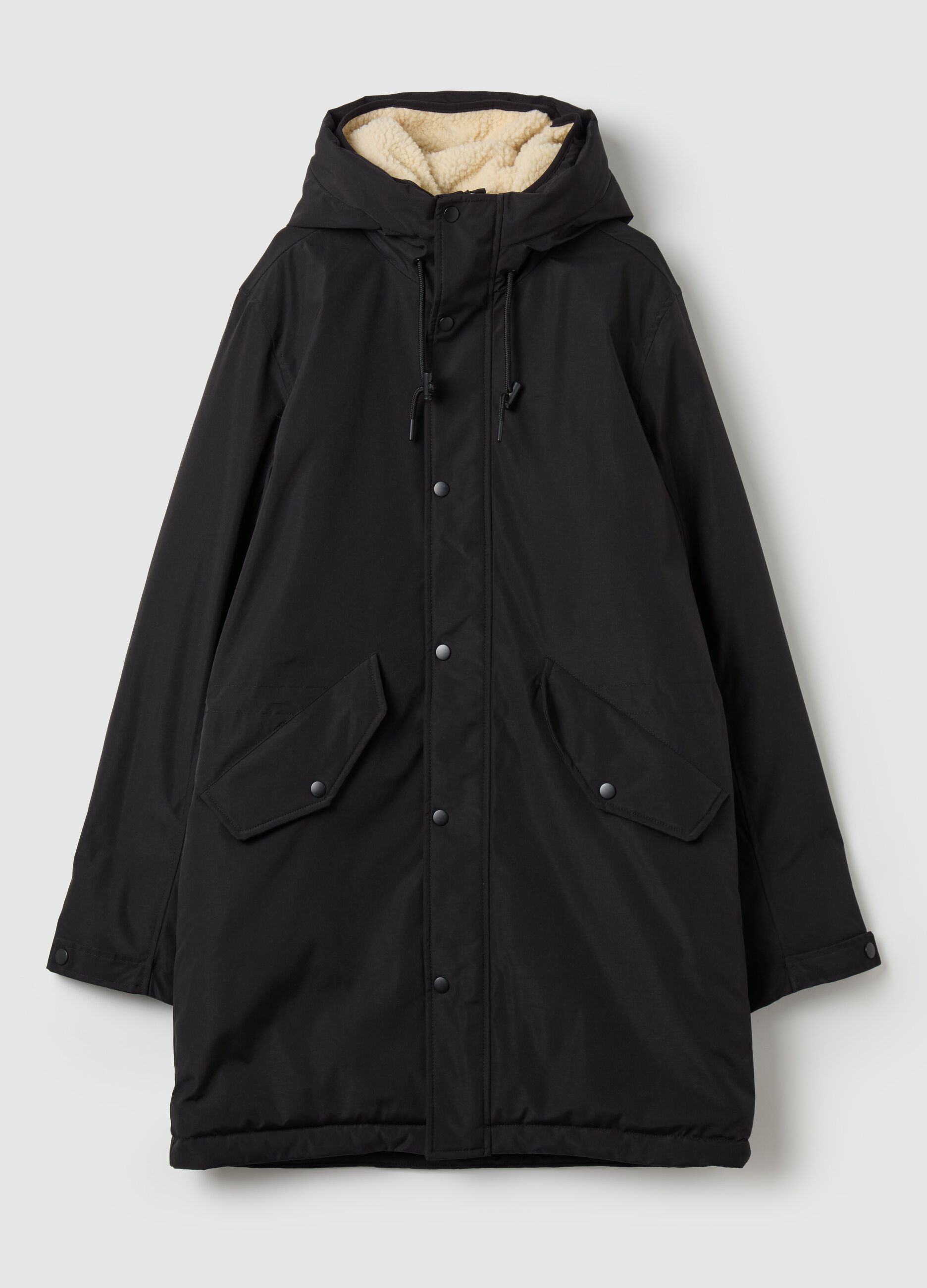 Parka with hood with sherpa lining