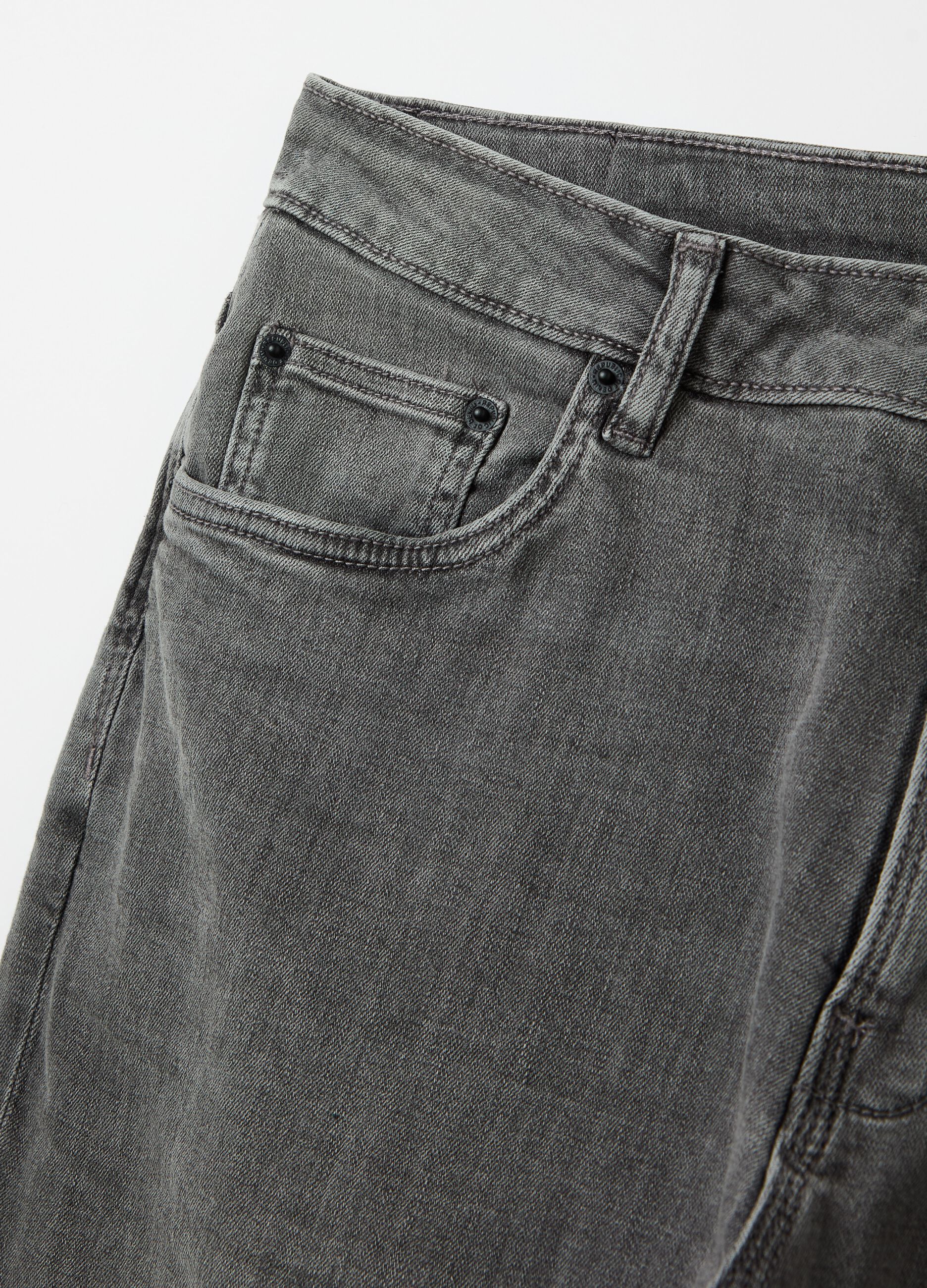 Regular-fit cross-hatch cotton jeans