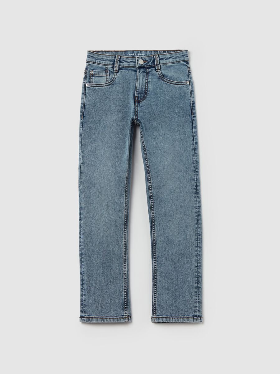 Regular-fit acid-wash jeans with five pockets_0