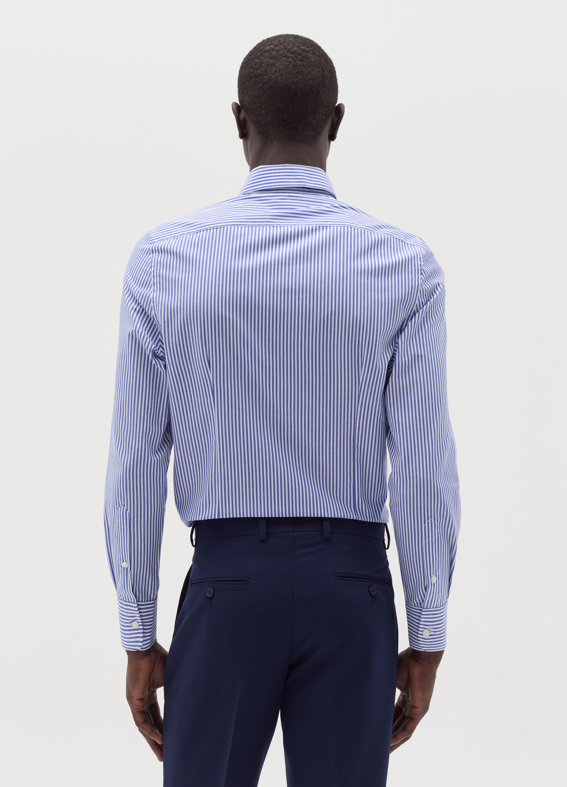 Slim-fit striped shirt with button-down collar